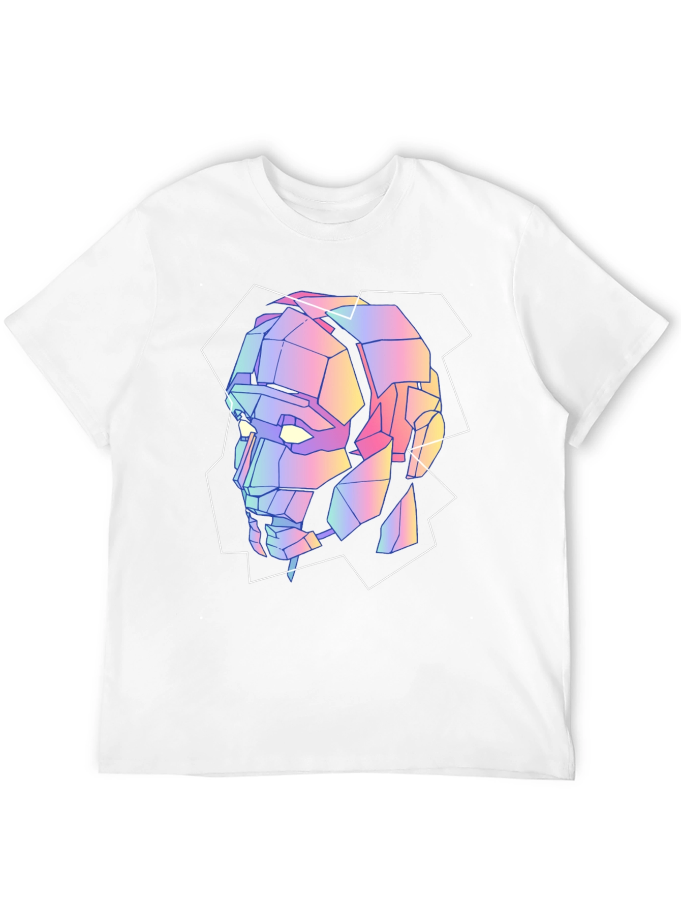 Geometric Robot Head Graphic Tee - Black