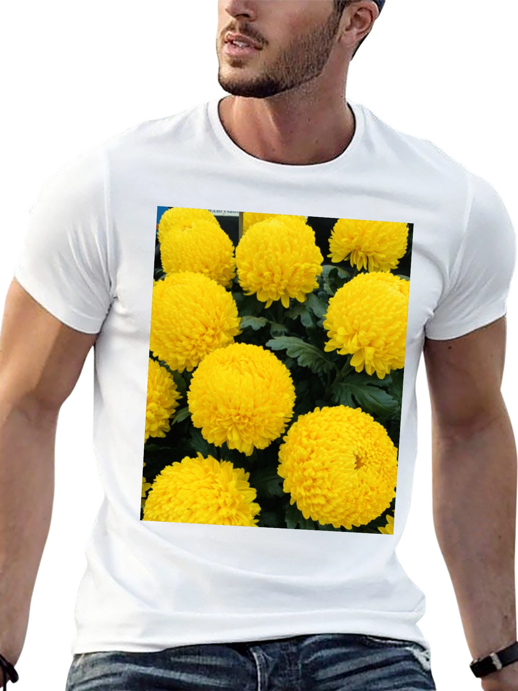 Floral Print T-Shirt - Sunny Yellow Flowers