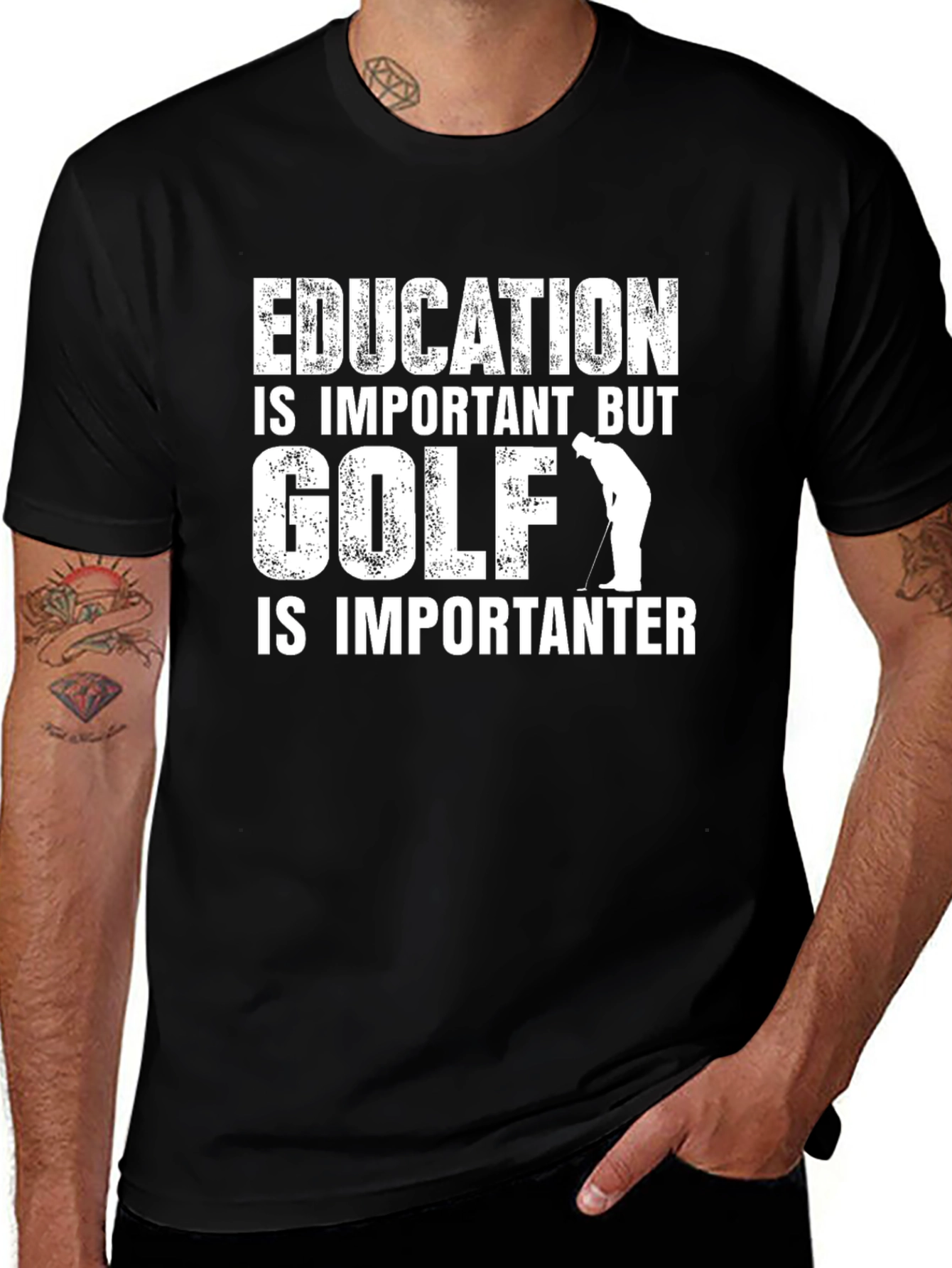 Golf Humor T-Shirt: Education vs. Golf