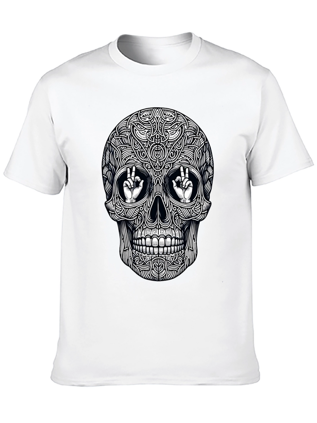 Skull Peace Sign Graphic Tee - Mens Black T-Shirt