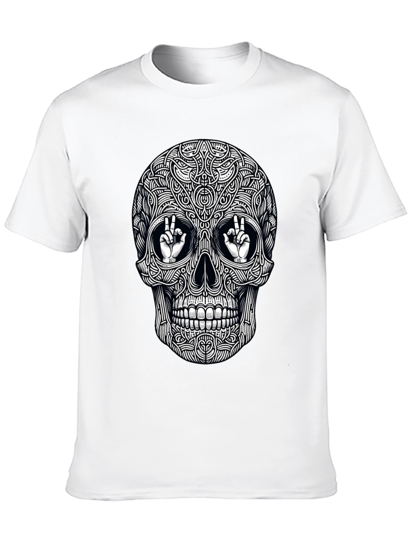 Skull Peace Sign Graphic Tee - Mens Black T-Shirt