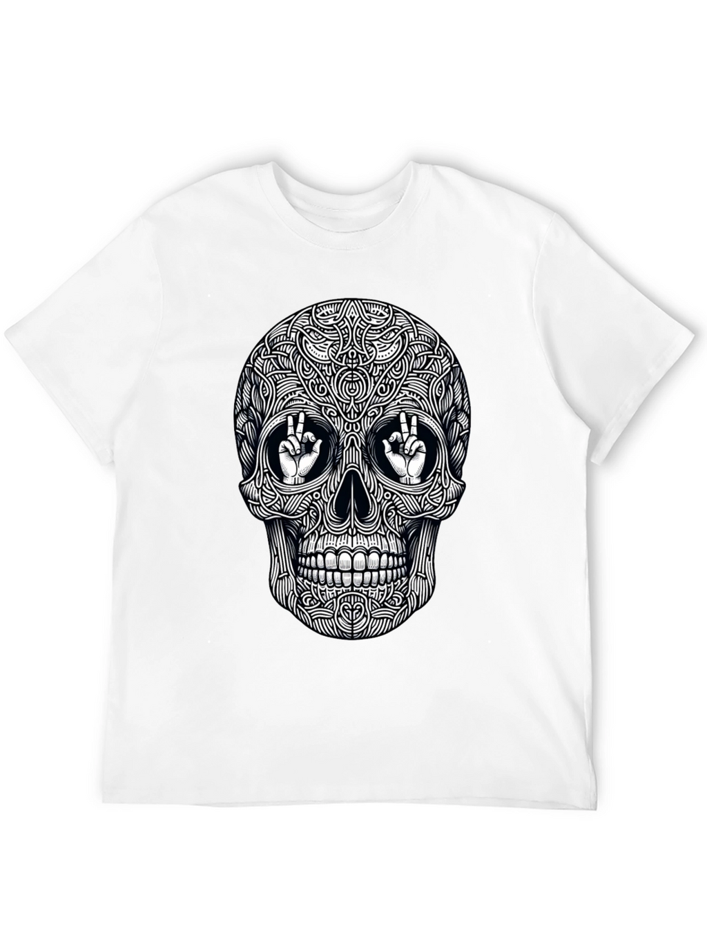 Skull Peace Sign Graphic Tee - Mens Black T-Shirt