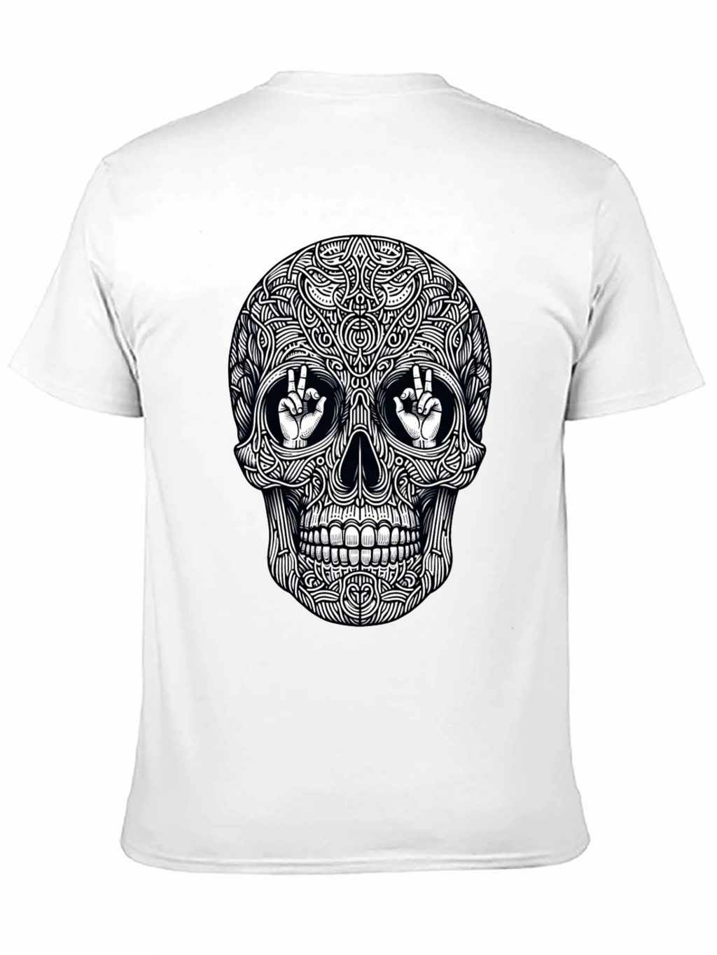 Skull Peace Sign Graphic Tee - Mens Black T-Shirt