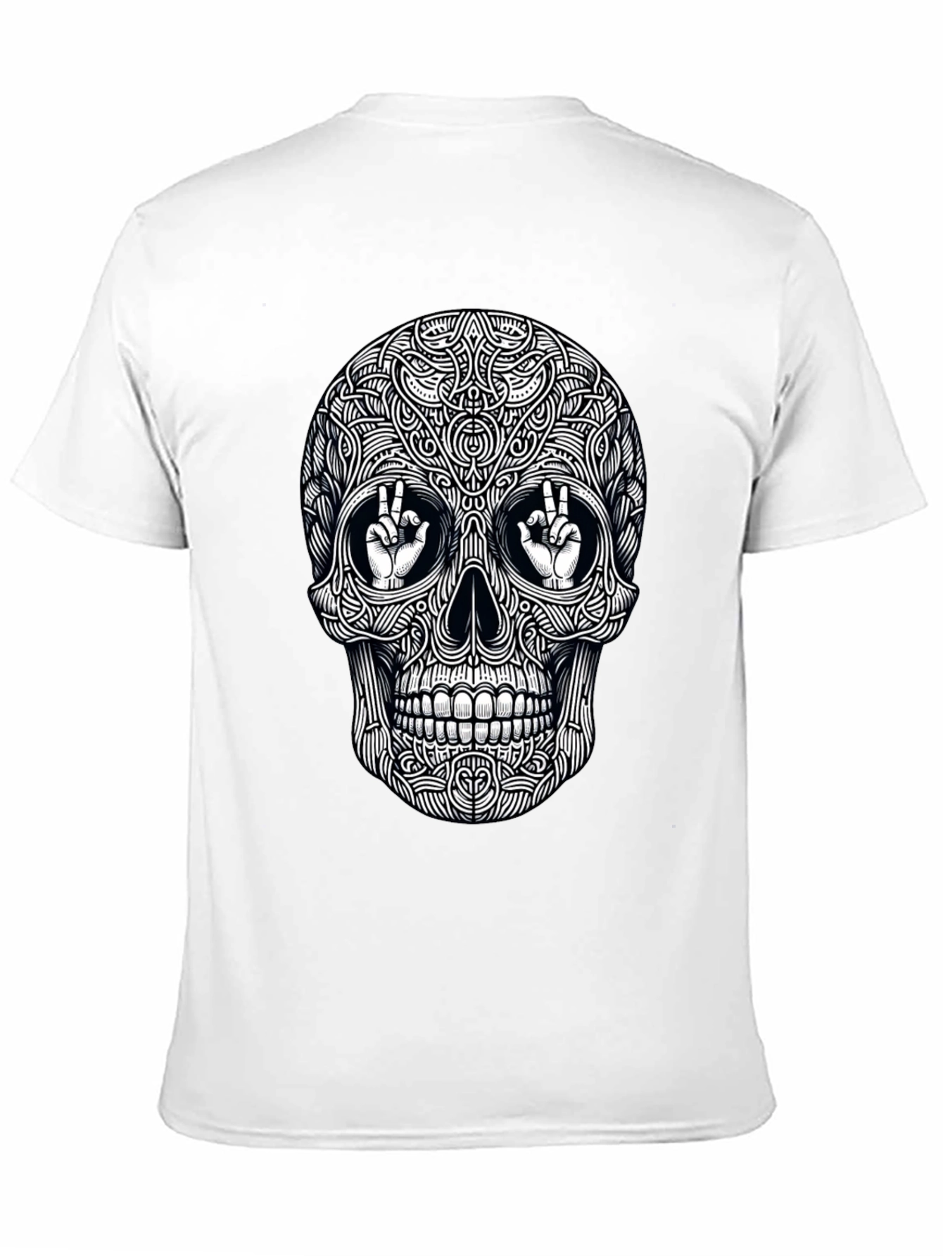 Skull Peace Sign Graphic Tee - Mens Black T-Shirt