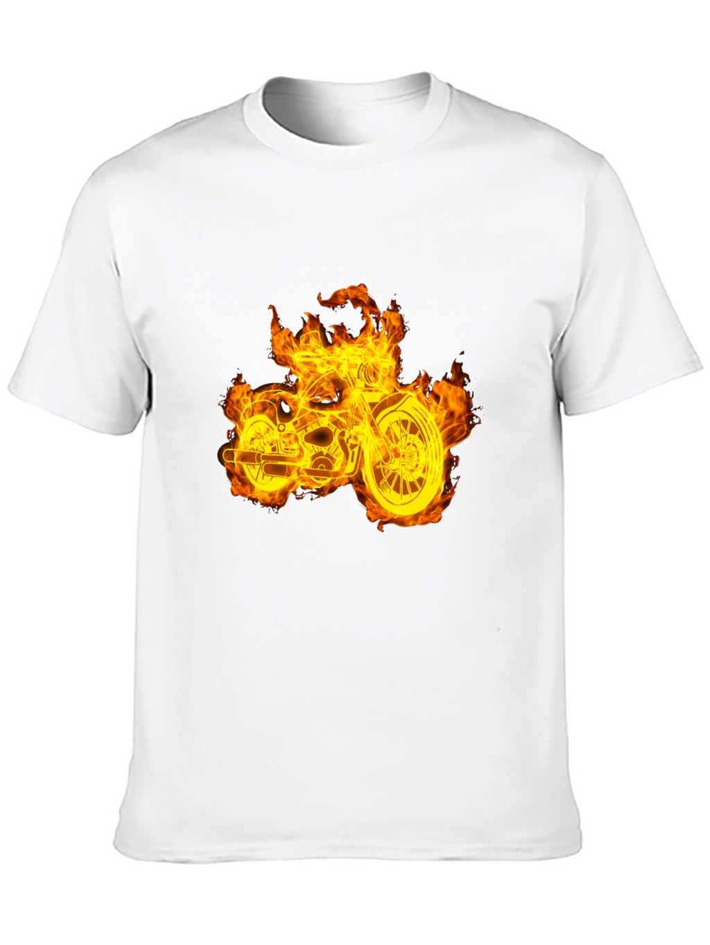 Flaming Motorcycle Graphic Tee - Black