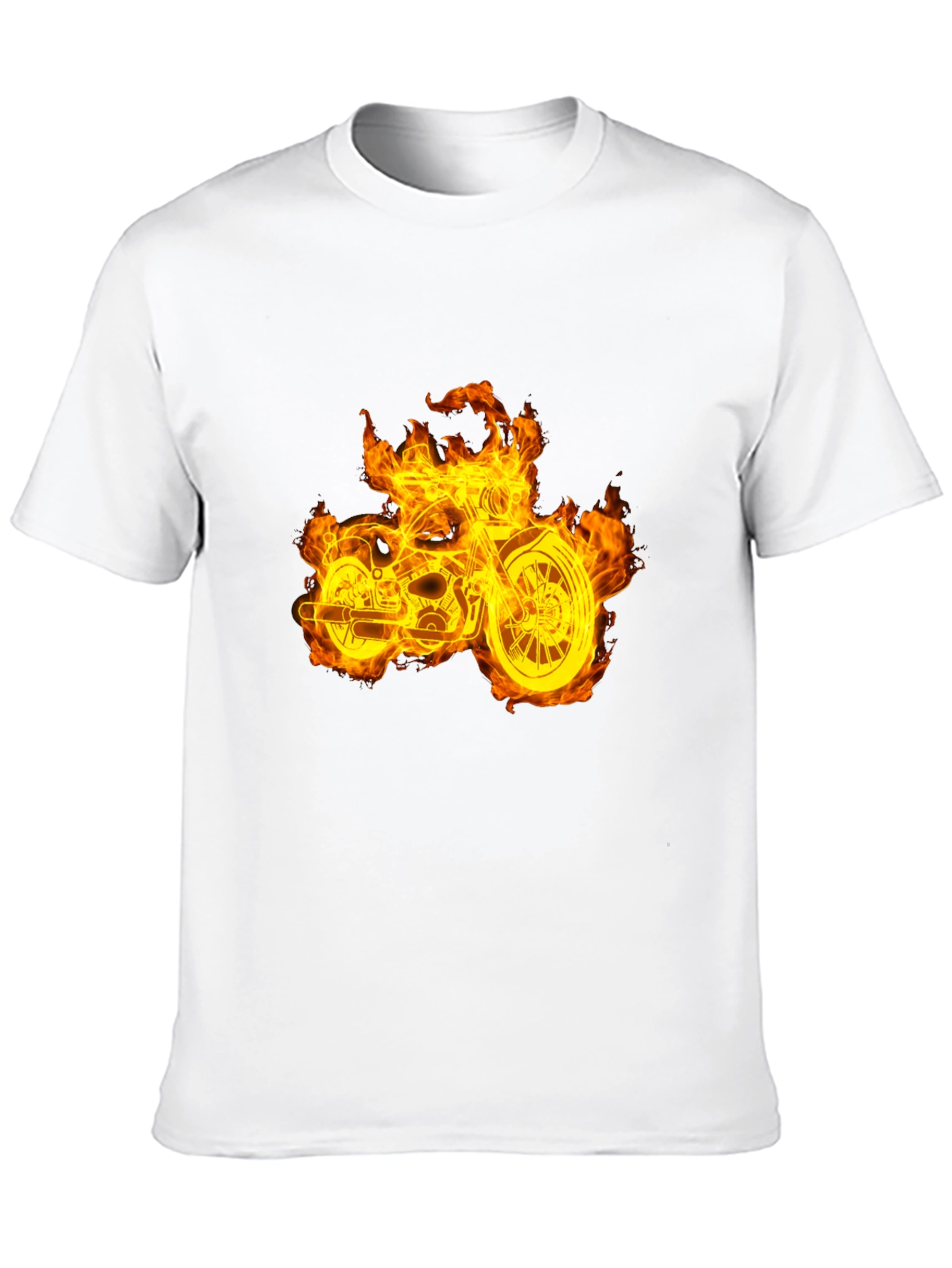 Flaming Motorcycle Graphic Tee - Black