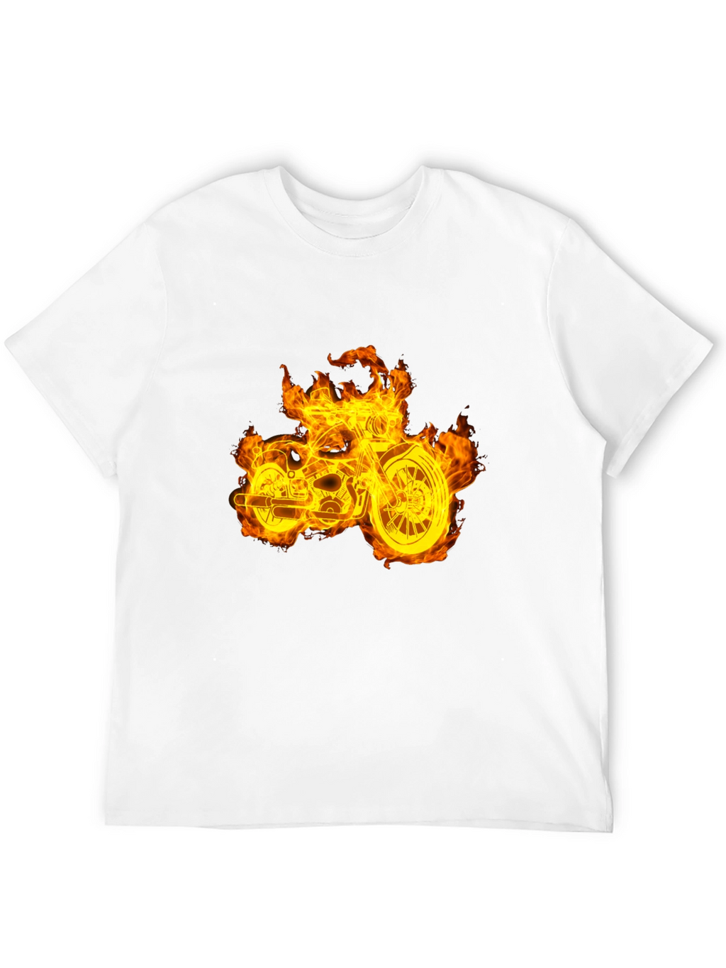Flaming Motorcycle Graphic Tee - Black