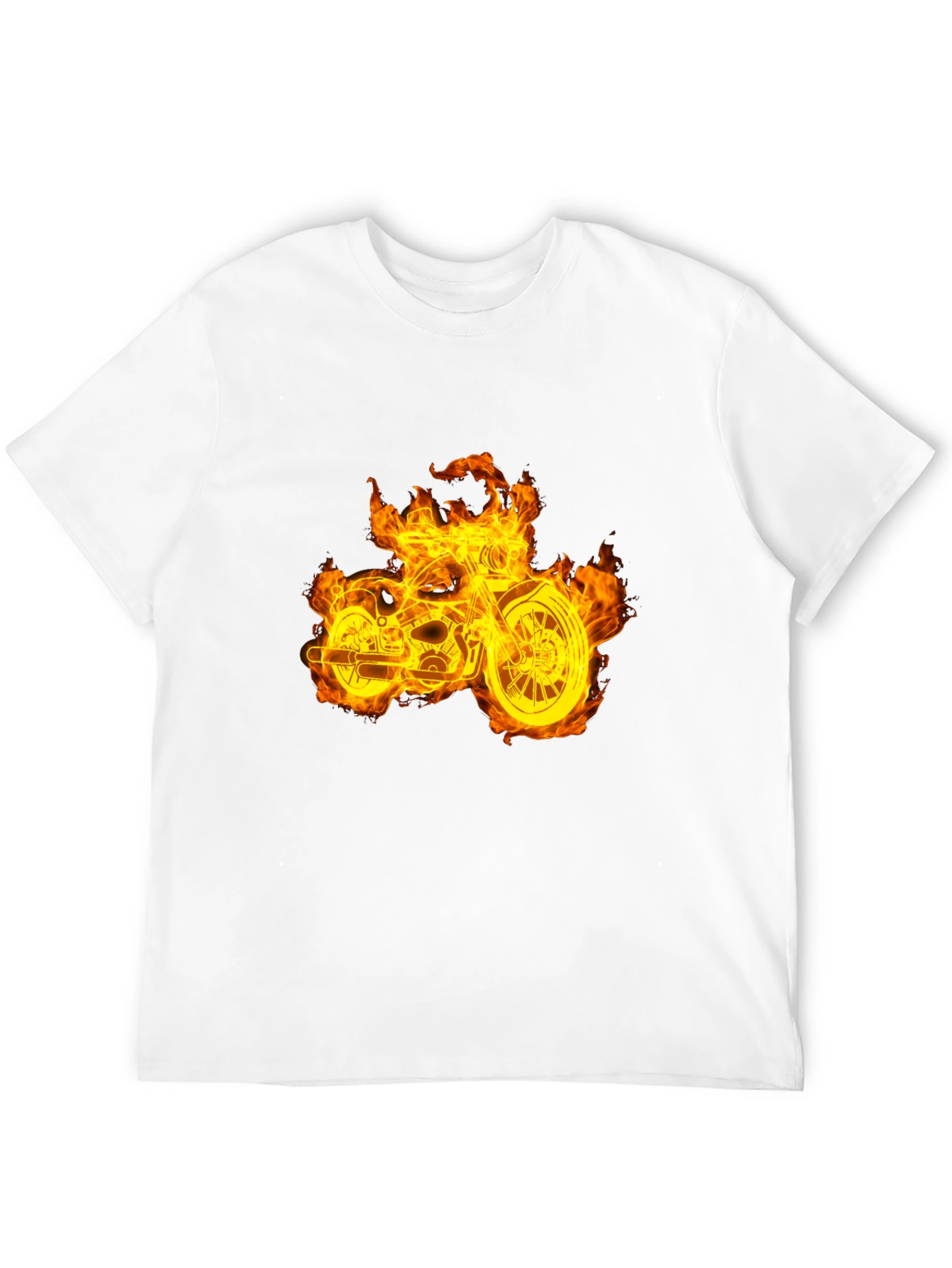 Flaming Motorcycle Graphic Tee - Black