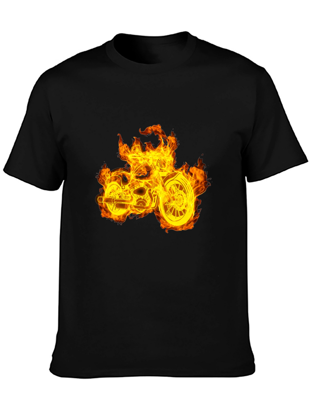 Flaming Motorcycle Graphic Tee - Black