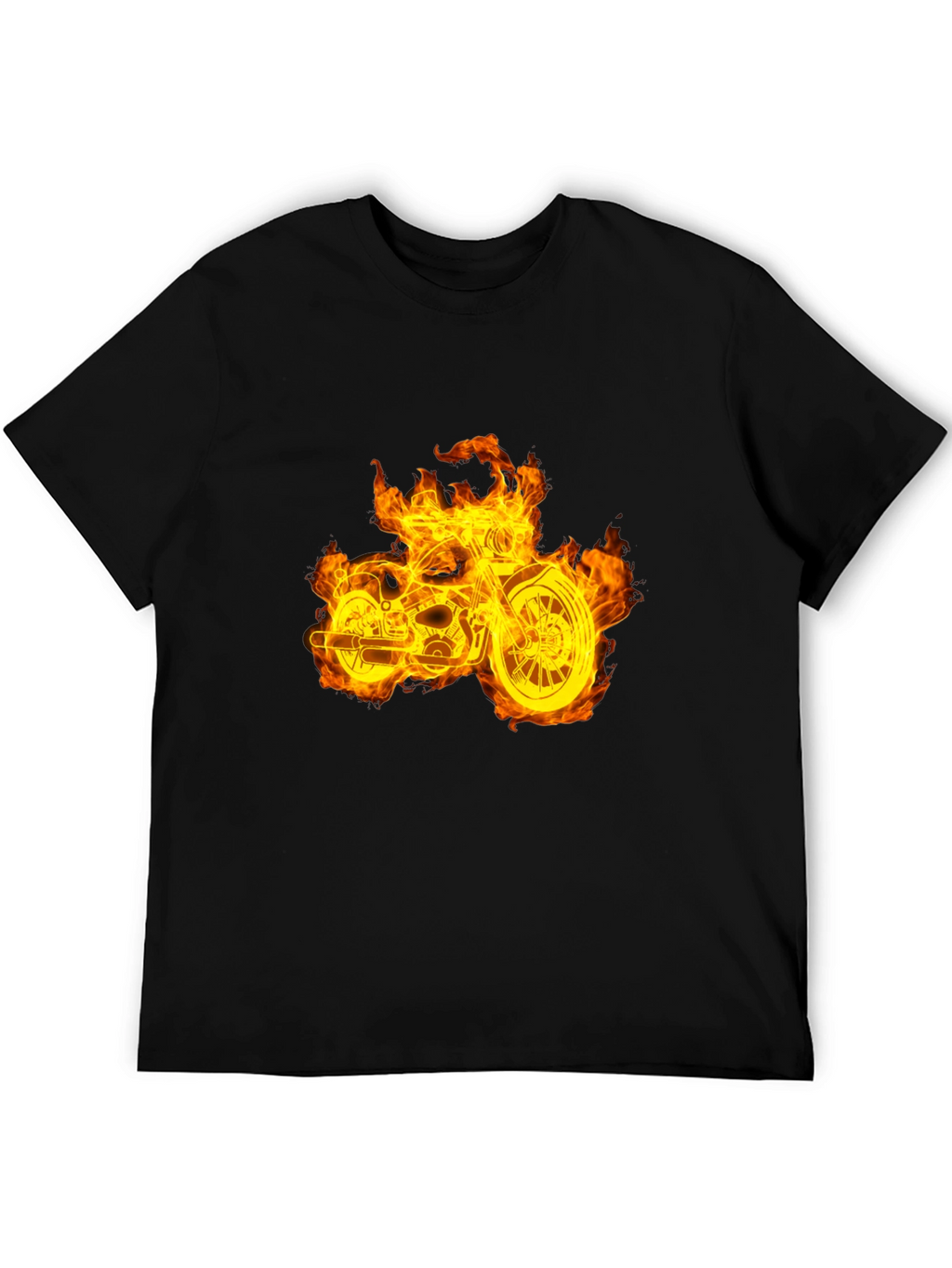 Flaming Motorcycle Graphic Tee - Black