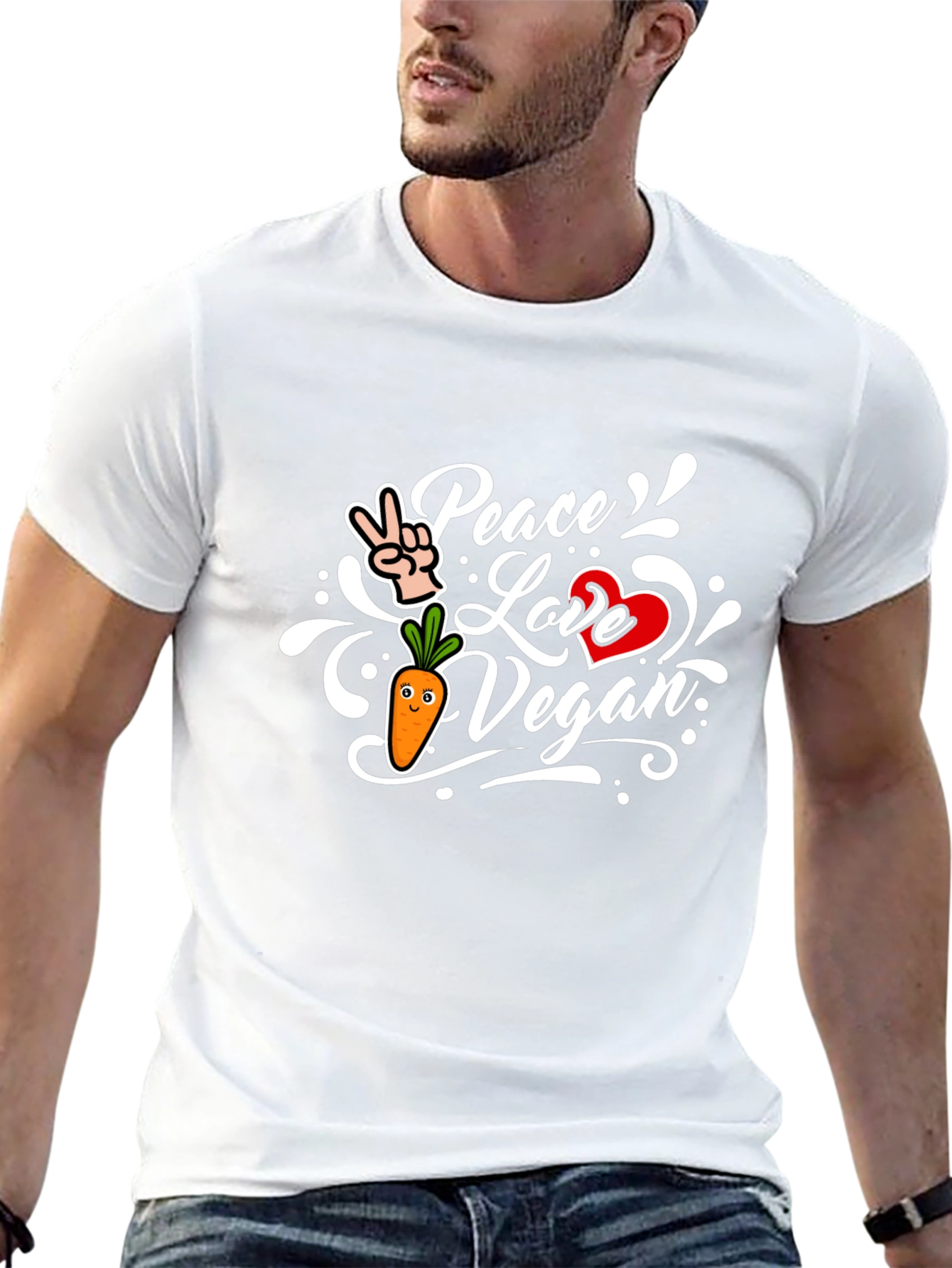 Peace Love Vegan Black T-Shirt