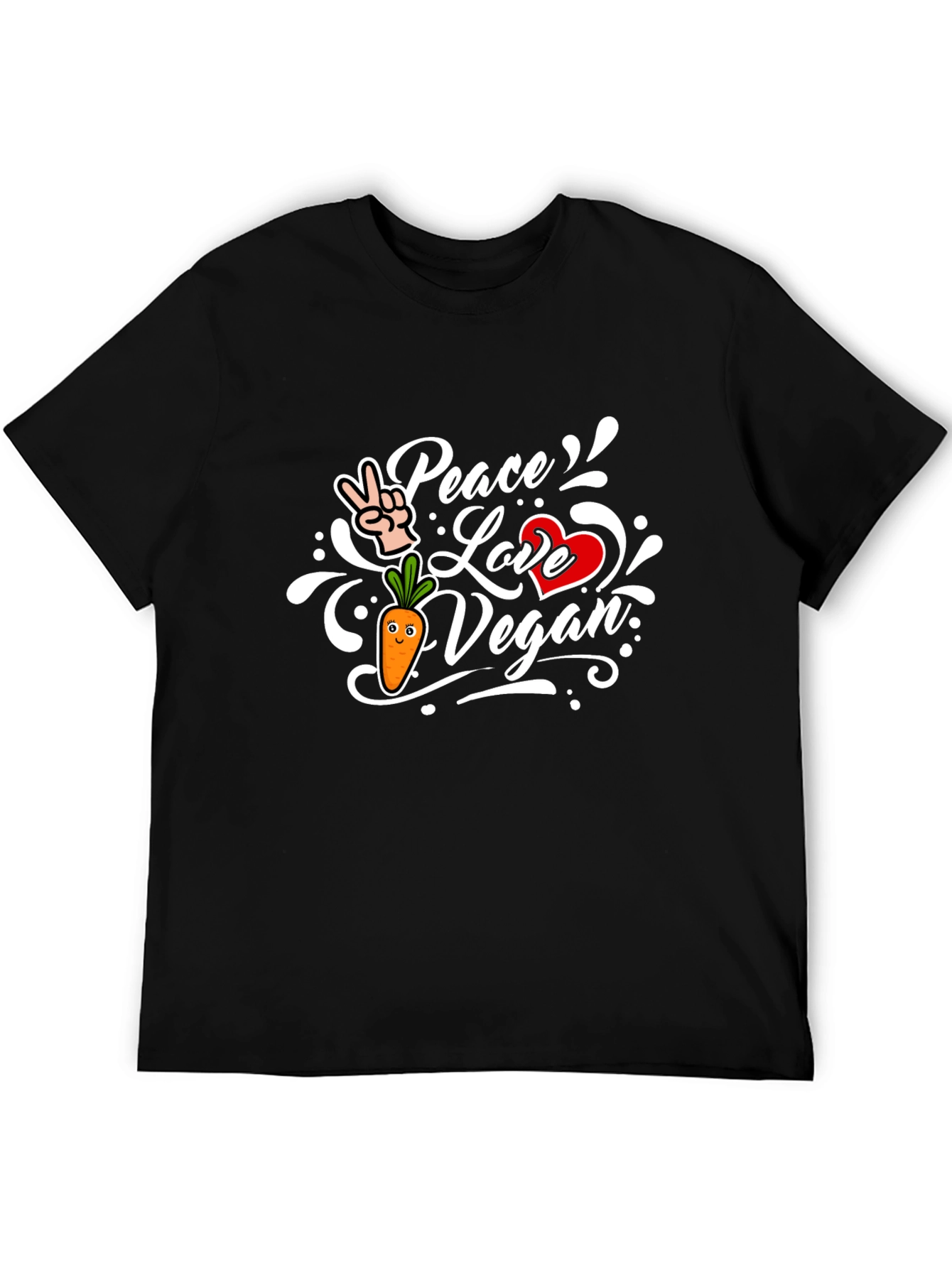 Peace Love Vegan Black T-Shirt