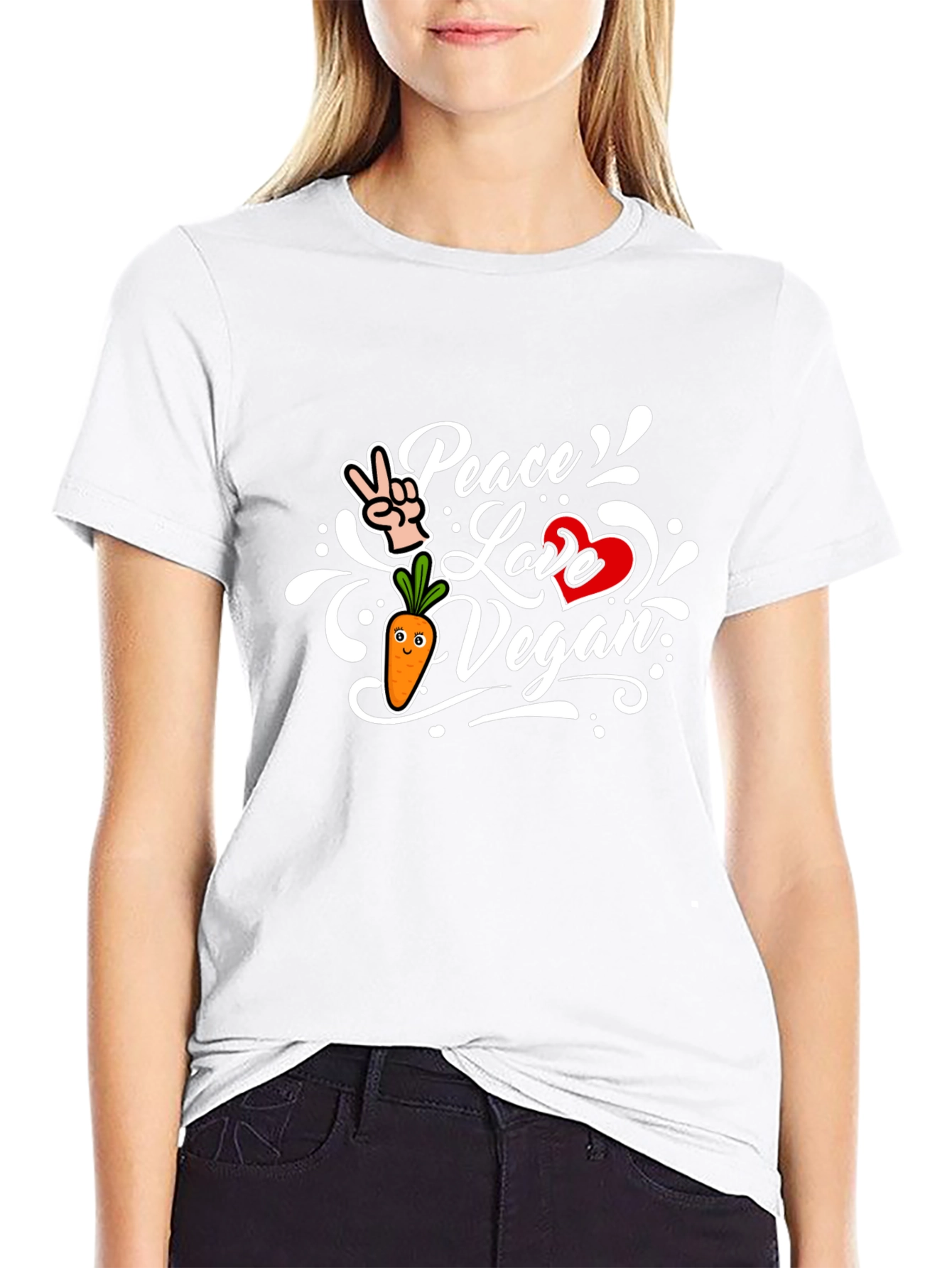 Peace Love Vegan Black T-Shirt