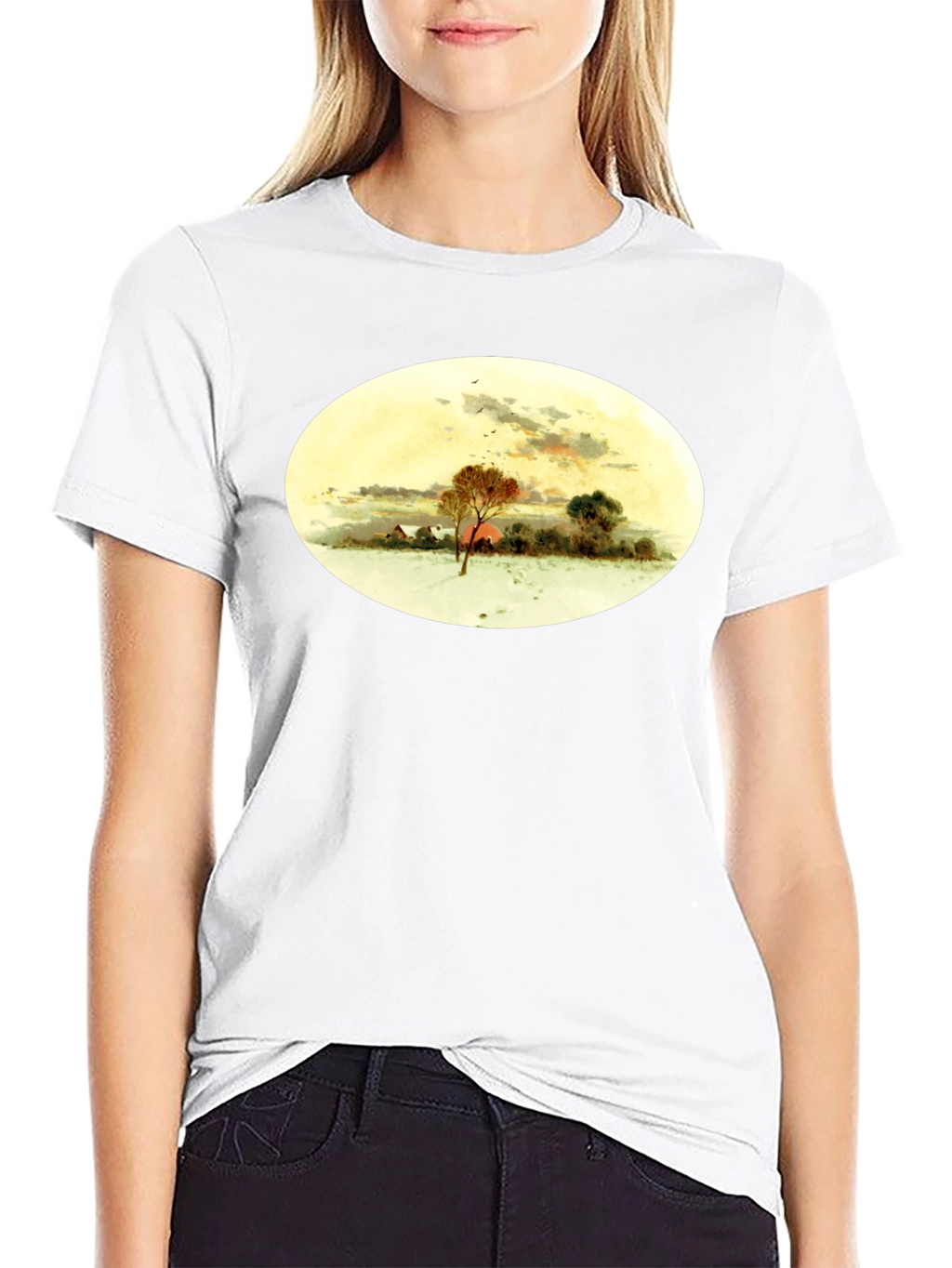 Winter Landscape Graphic Black T-Shirt