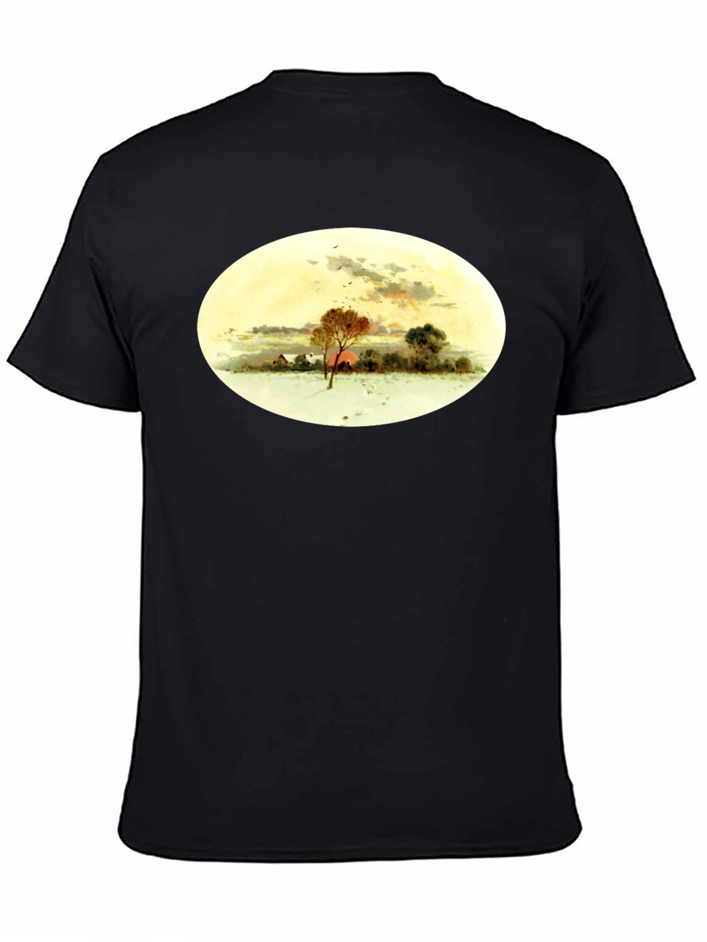 Winter Landscape Graphic Black T-Shirt