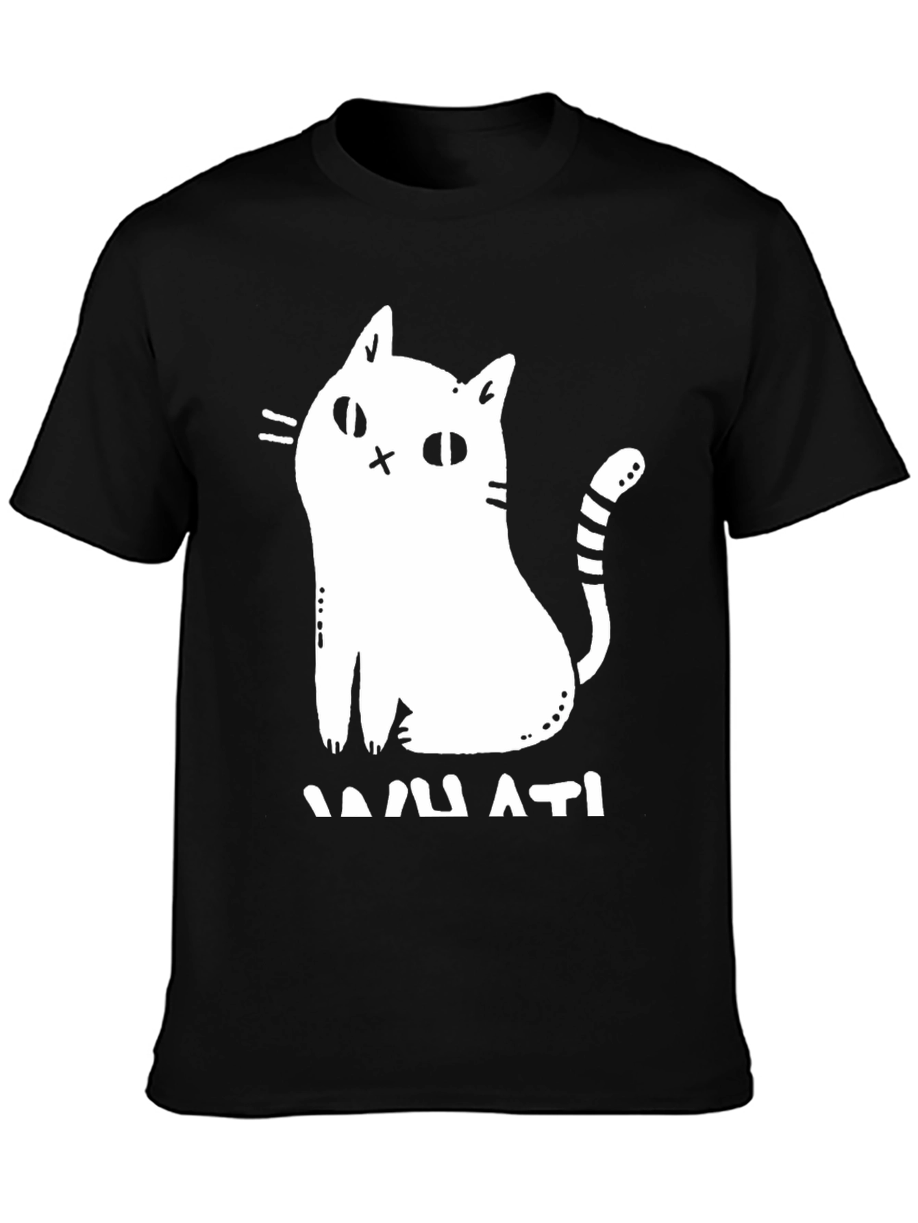 Humorous Cat Graphic T-Shirt - Black