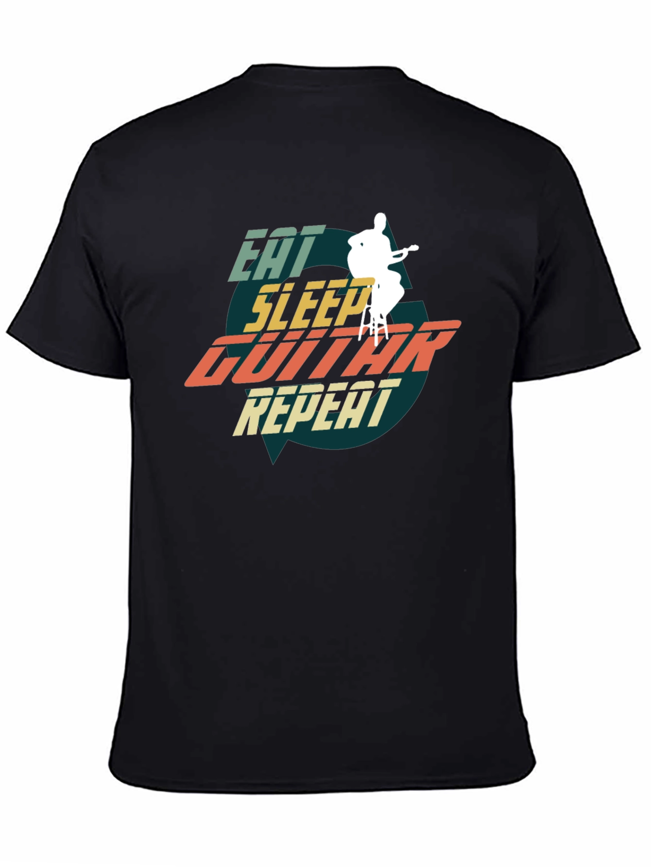 Eat Sleep Guitar Repeat Graphic Tee - Musician T-Shirt