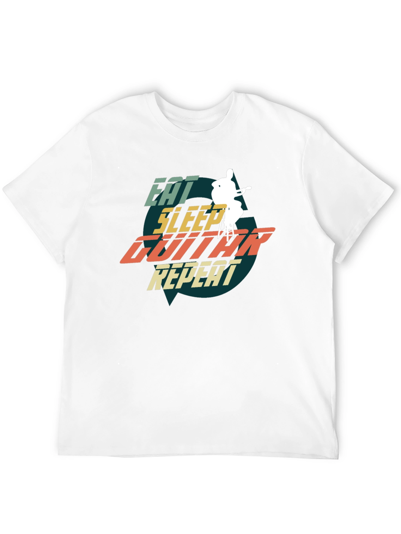 Eat Sleep Guitar Repeat Graphic Tee - Musician T-Shirt