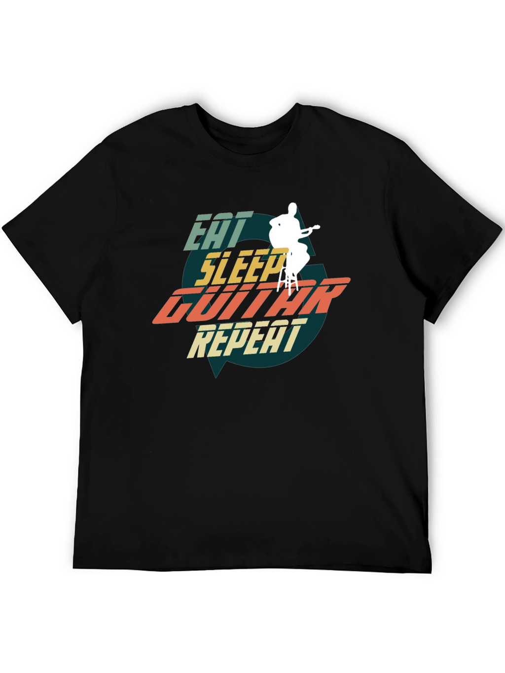 Eat Sleep Guitar Repeat Graphic Tee - Musician T-Shirt