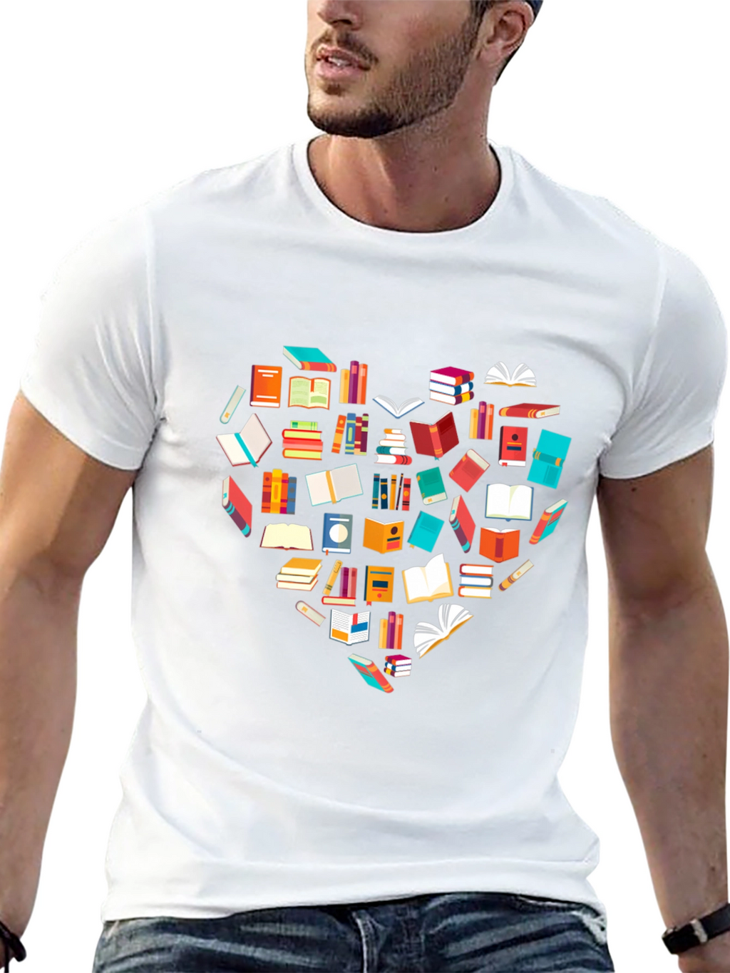 Book Lover Heart Graphic Tee - Black T-Shirt