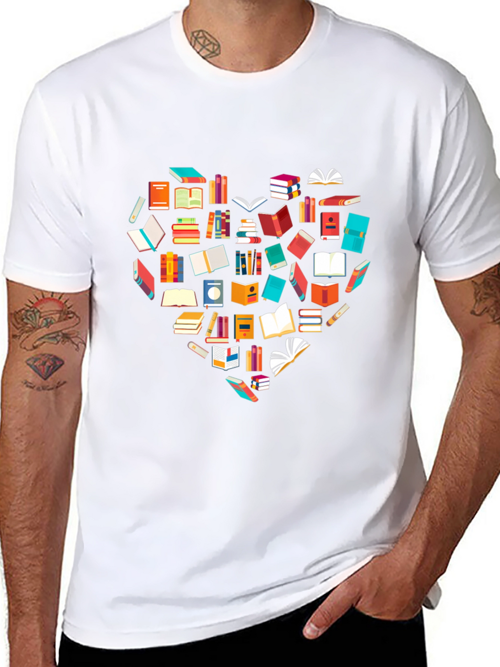 Book Lover Heart Graphic Tee - Black T-Shirt
