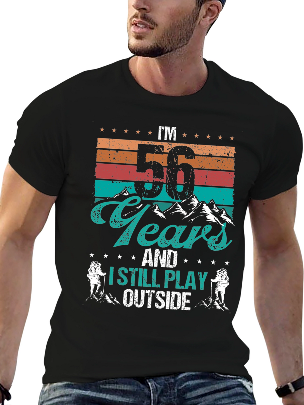 56 Years and Still Play Outside Black T-Shirt