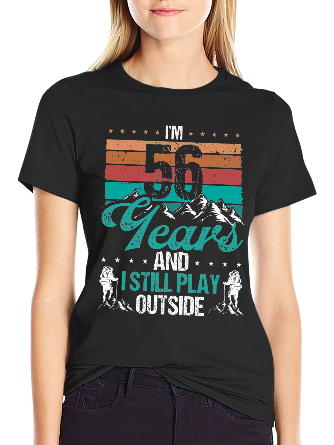 56 Years and Still Play Outside Black T-Shirt