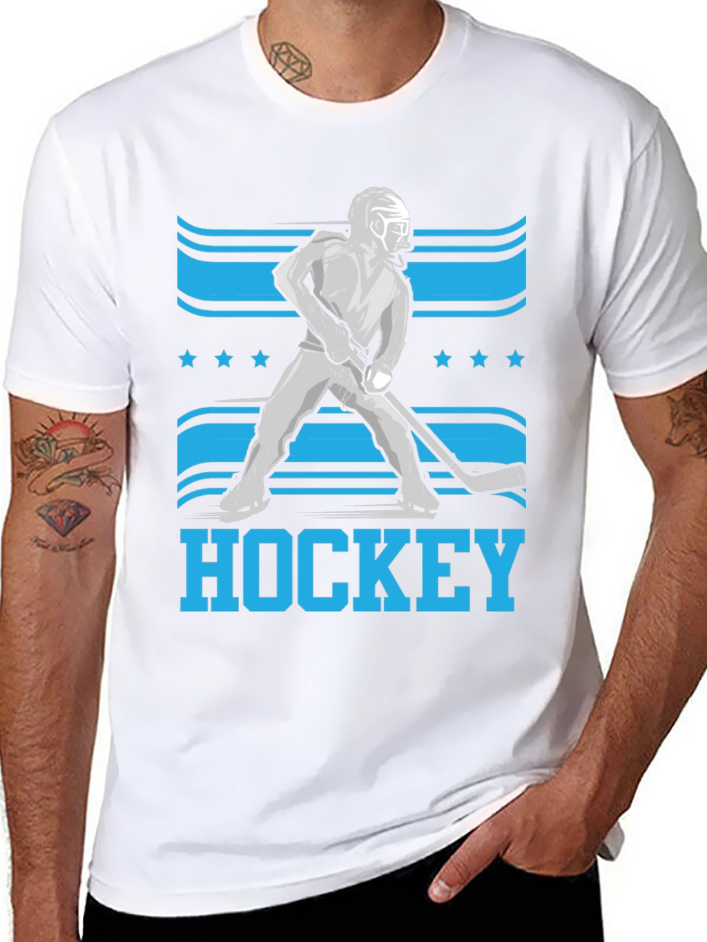 Hockey Player Graphic T-Shirt - Black