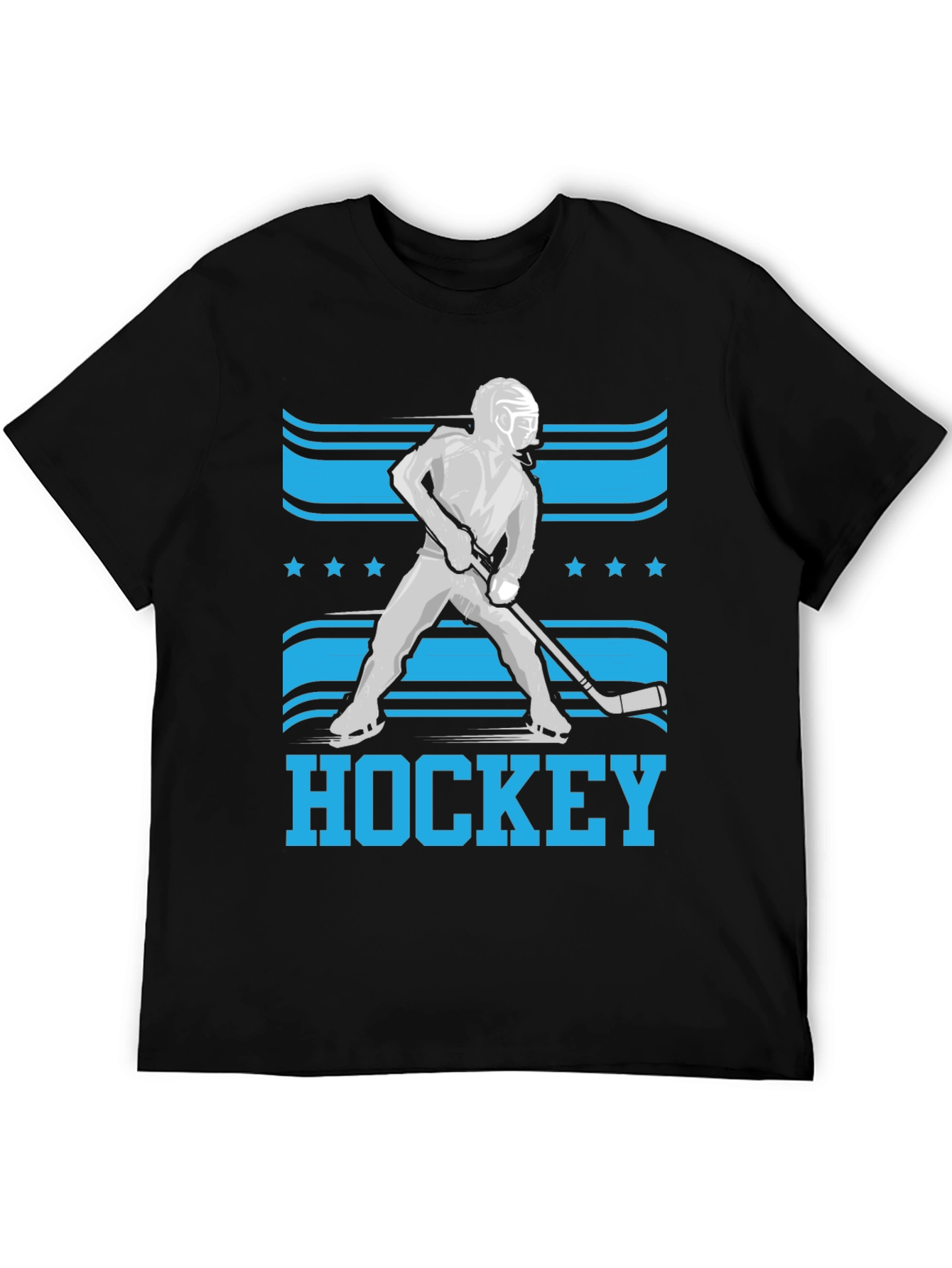 Hockey Player Graphic T-Shirt - Black