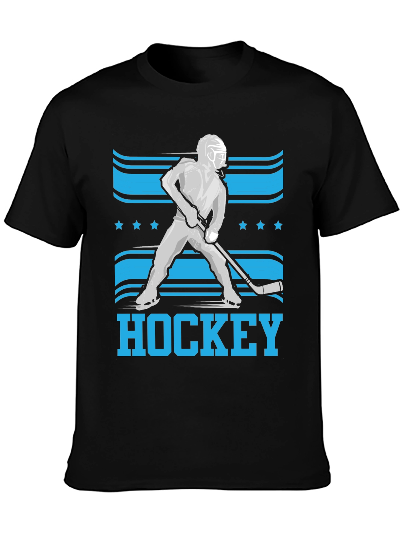 Hockey Player Graphic T-Shirt - Black