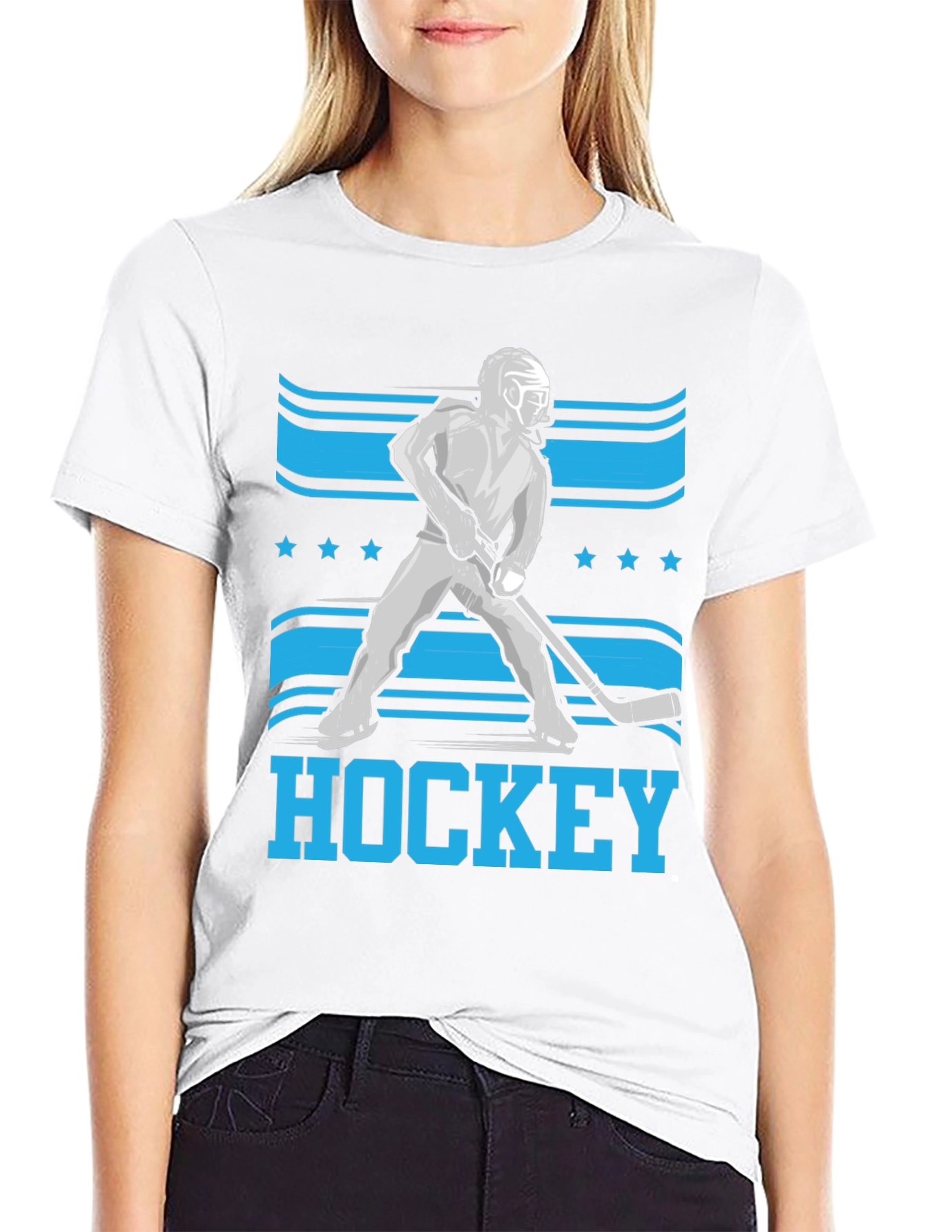 Hockey Player Graphic T-Shirt - Black