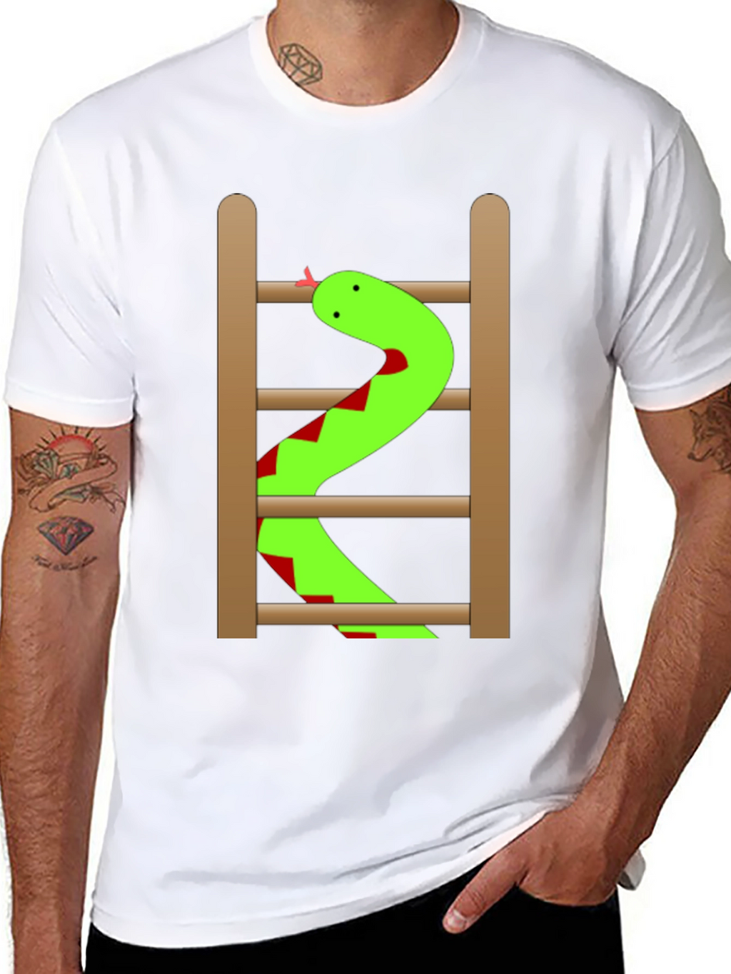 Snake Ladder Funny Graphic Tee - Black
