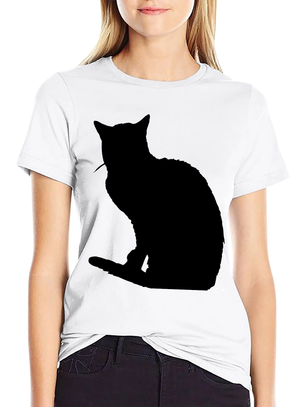 Black Cat Silhouette T-Shirt - Mens Casual Tee