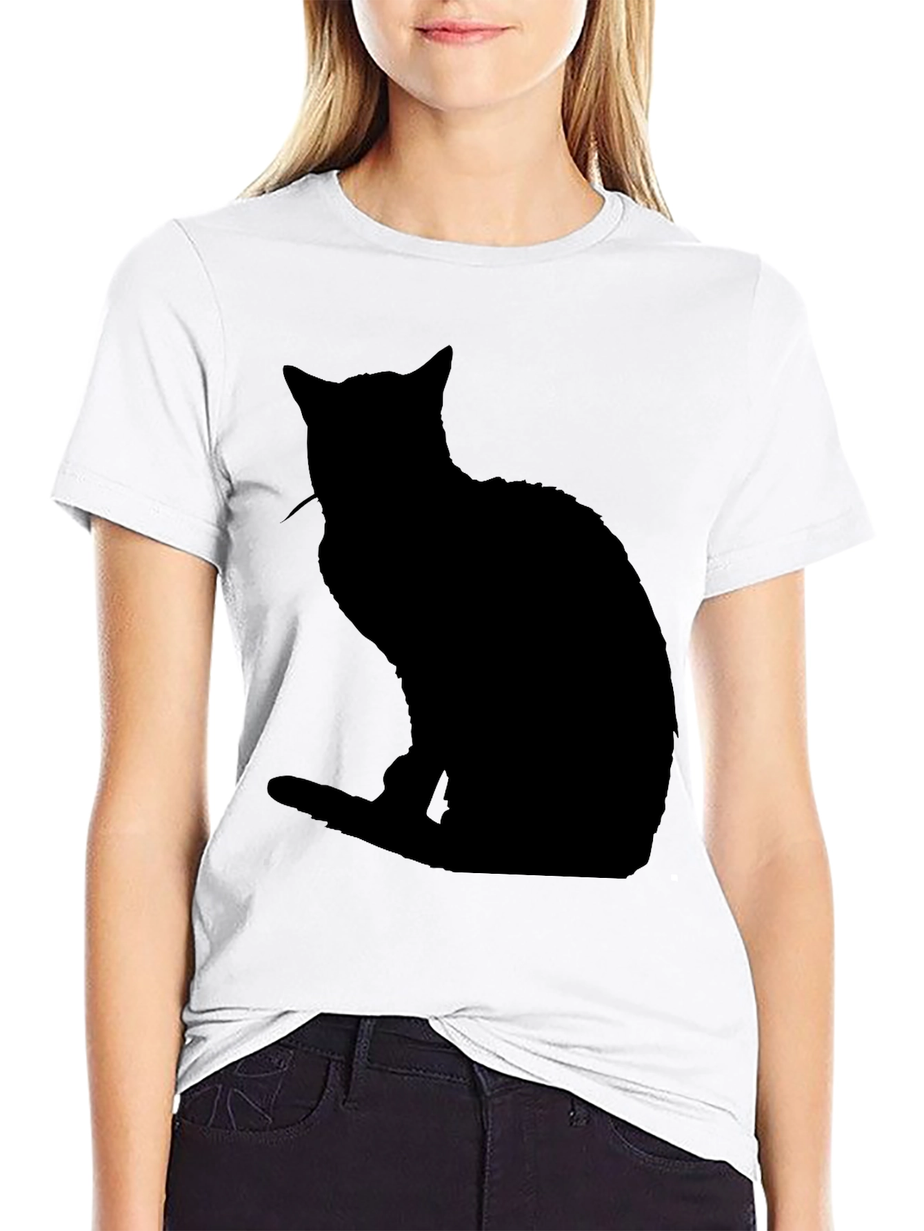 Black Cat Silhouette T-Shirt - Mens Casual Tee