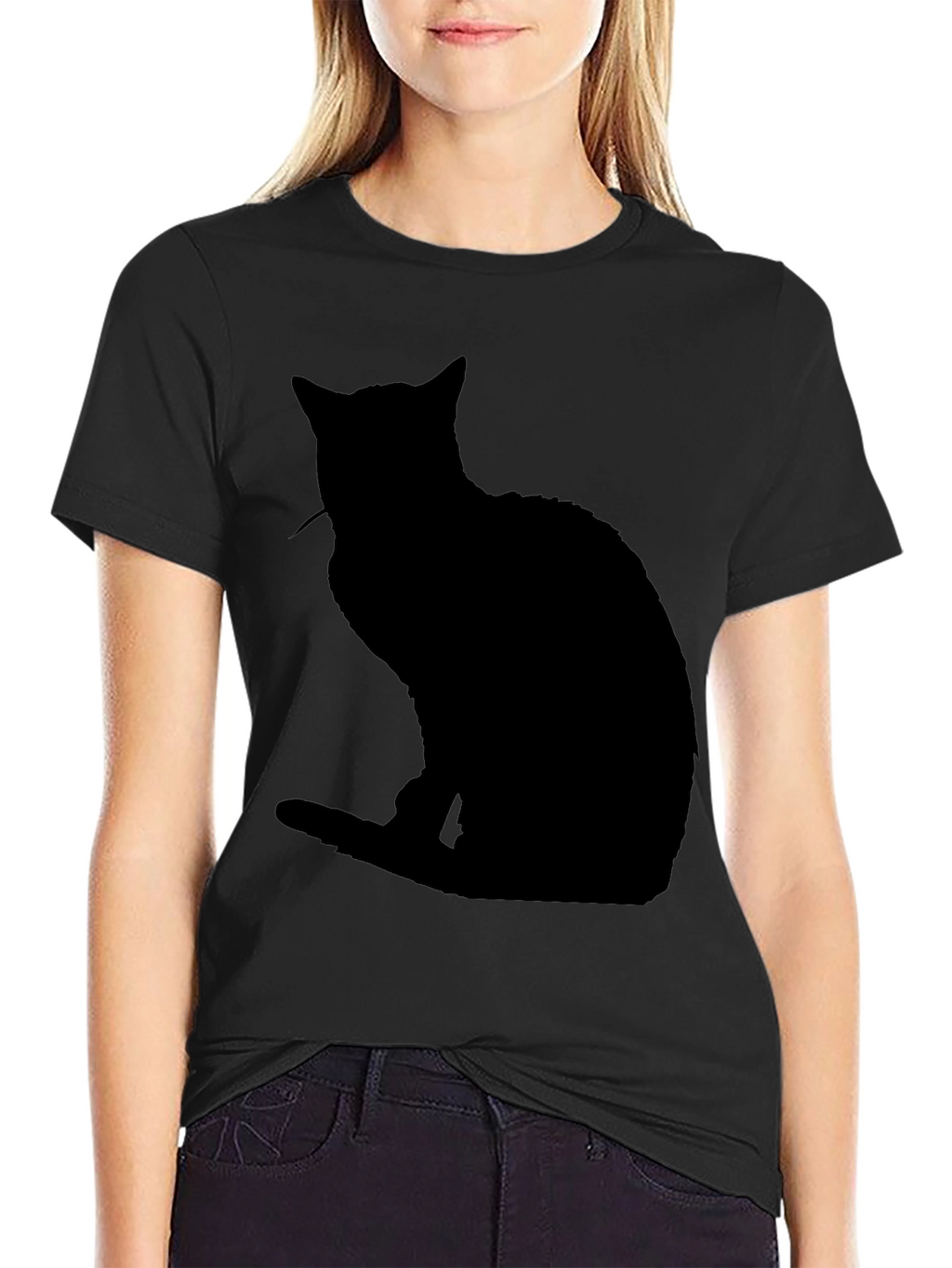 Black Cat Silhouette T-Shirt - Mens Casual Tee