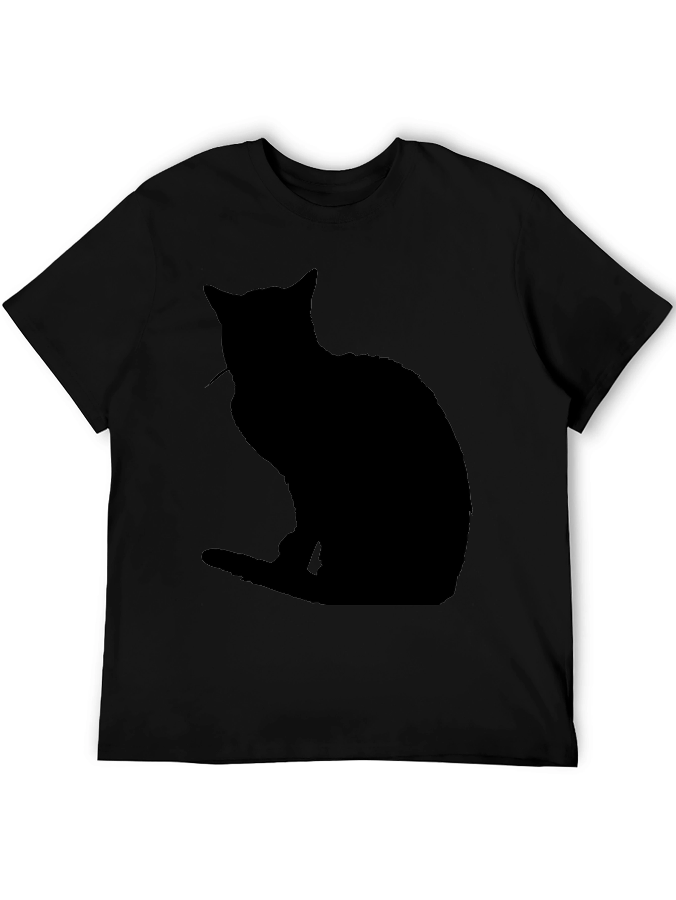 Black Cat Silhouette T-Shirt - Mens Casual Tee