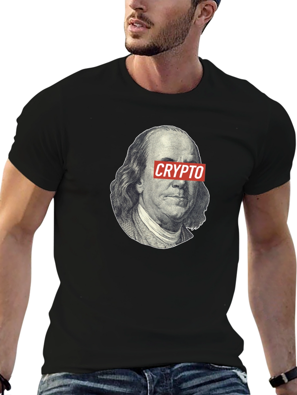 Crypto Benjamin Franklin Black T-Shirt