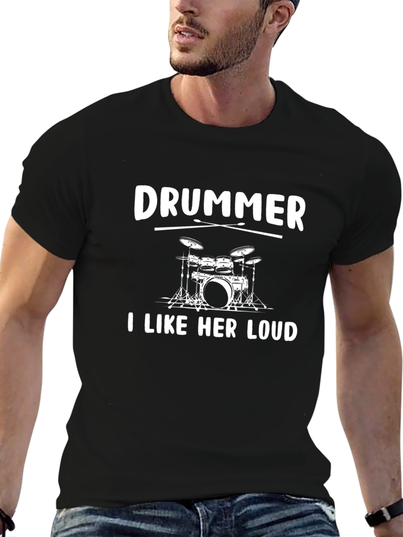 Drummer I Like Her Loud Black Tee