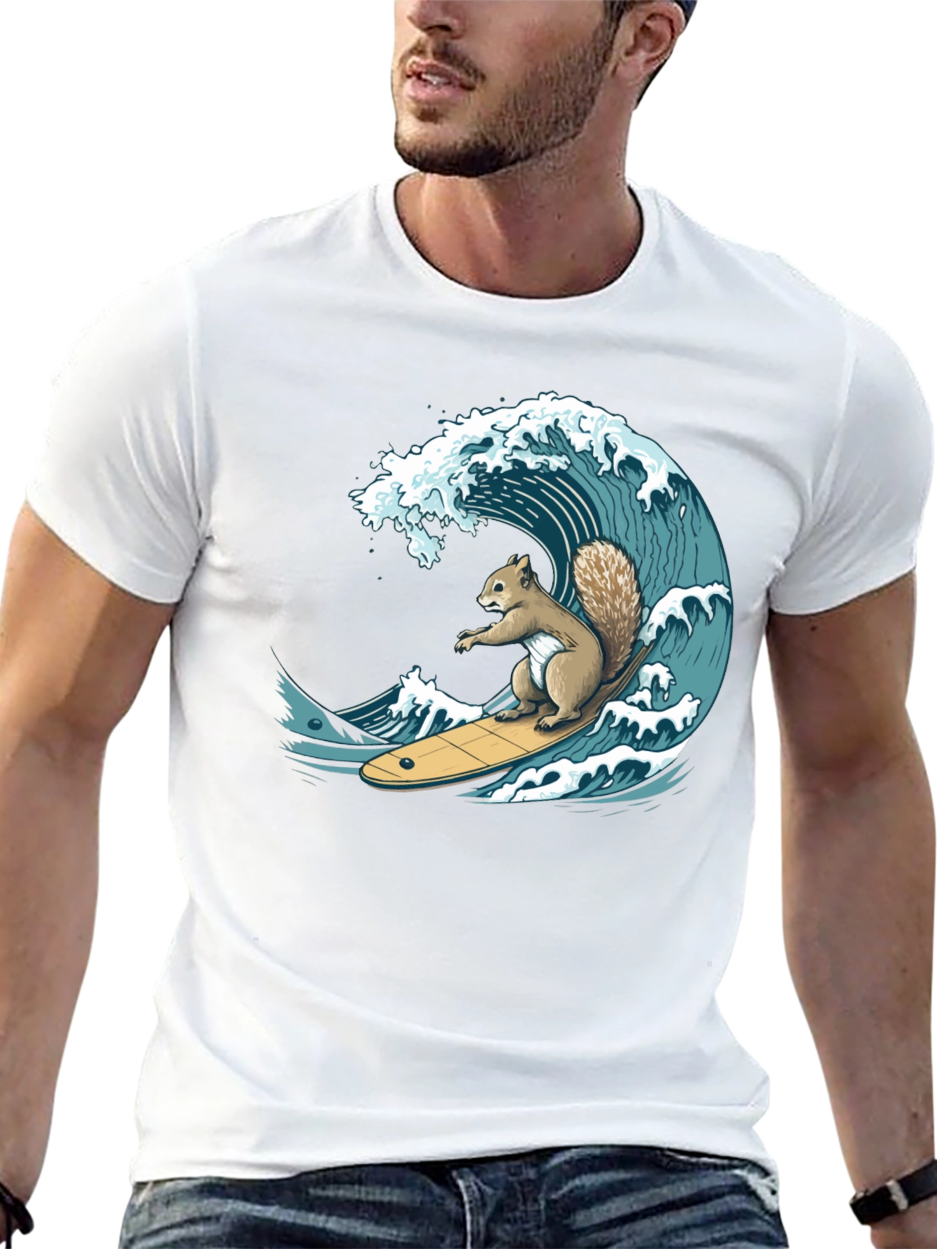 Surfing Squirrel Graphic T-Shirt
