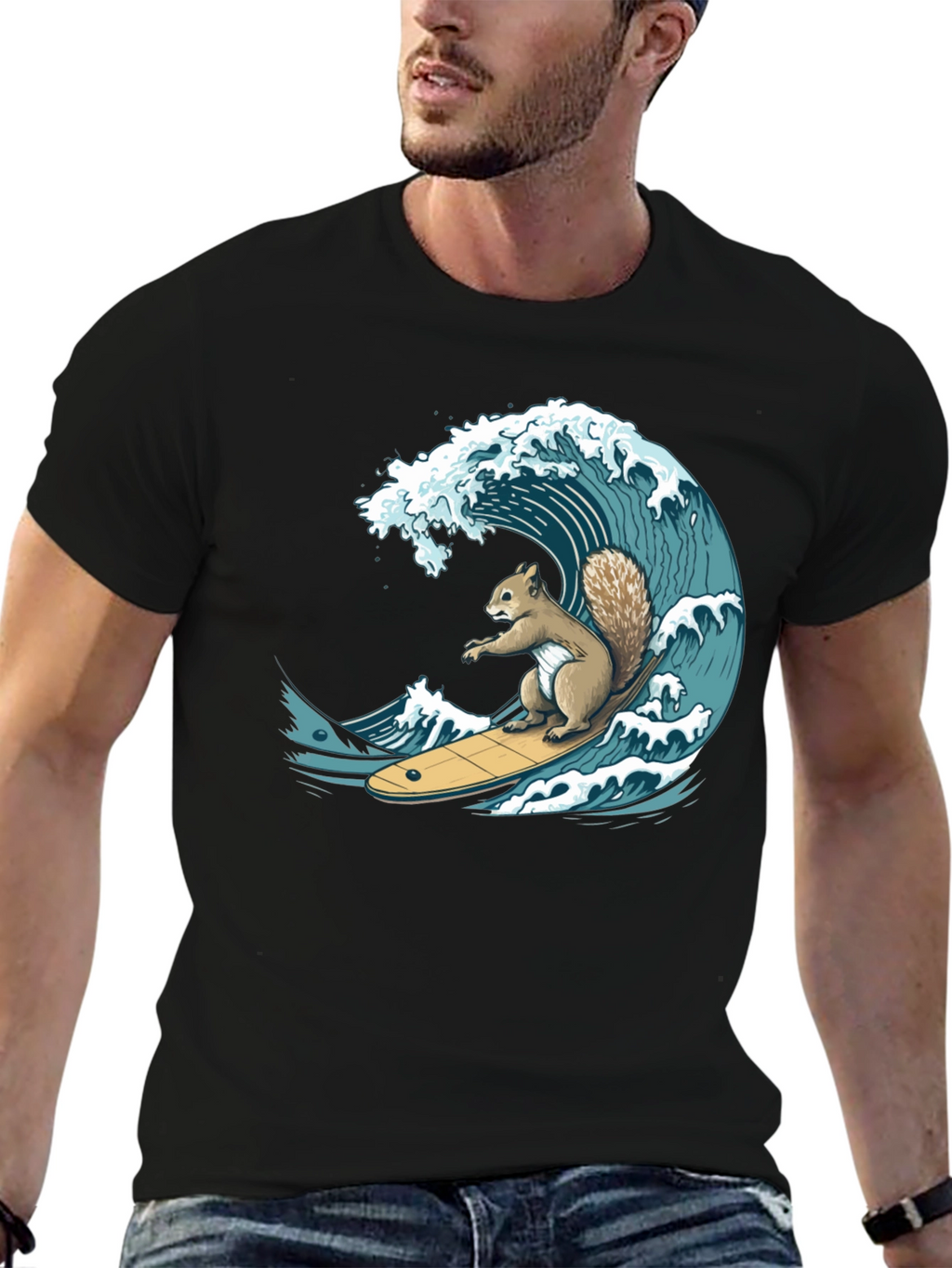 Surfing Squirrel Graphic T-Shirt
