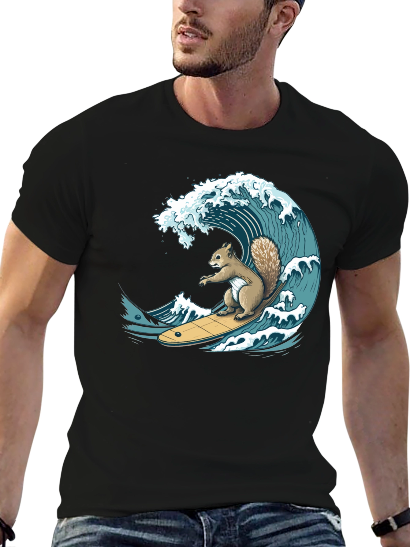 Surfing Squirrel Graphic T-Shirt