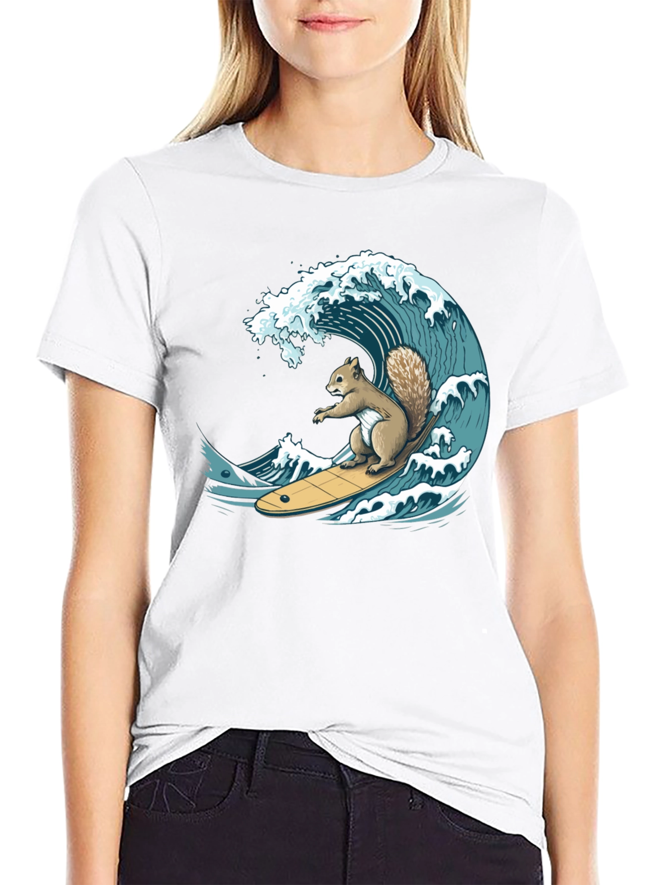 Surfing Squirrel Graphic T-Shirt