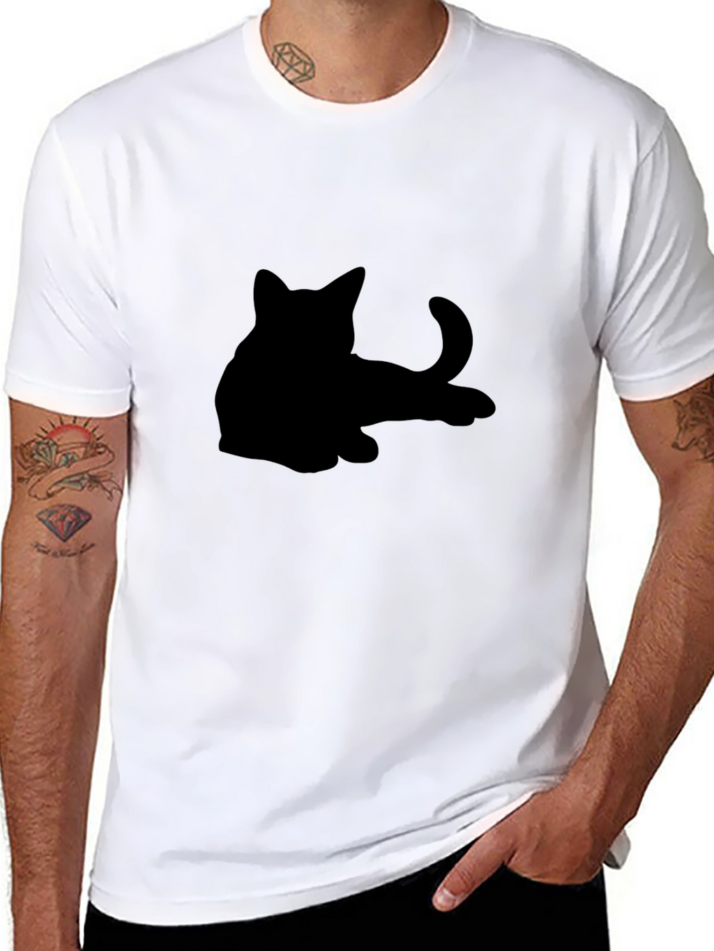 Black Cat Silhouette Graphic Tee