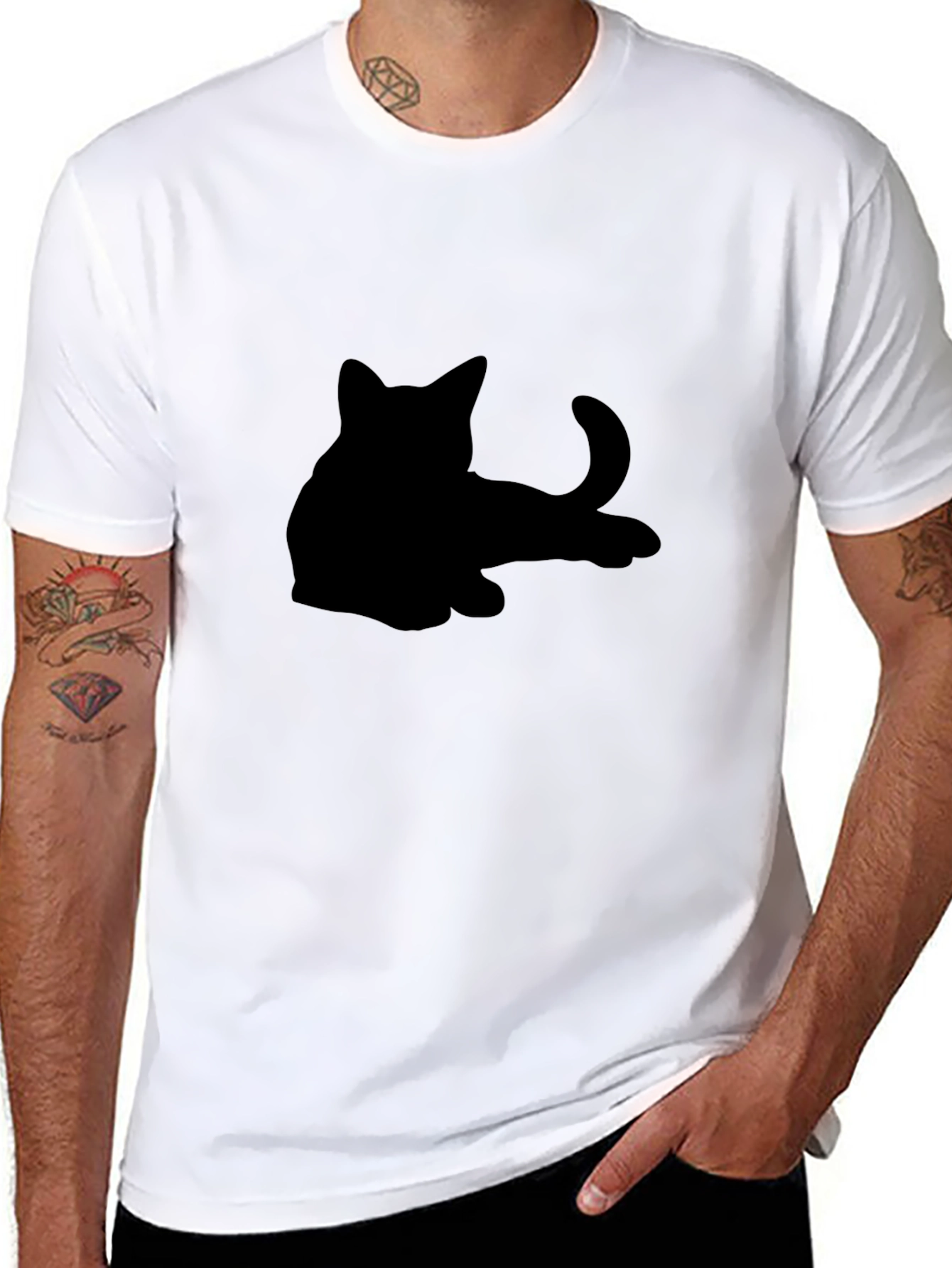 Black Cat Silhouette Graphic Tee