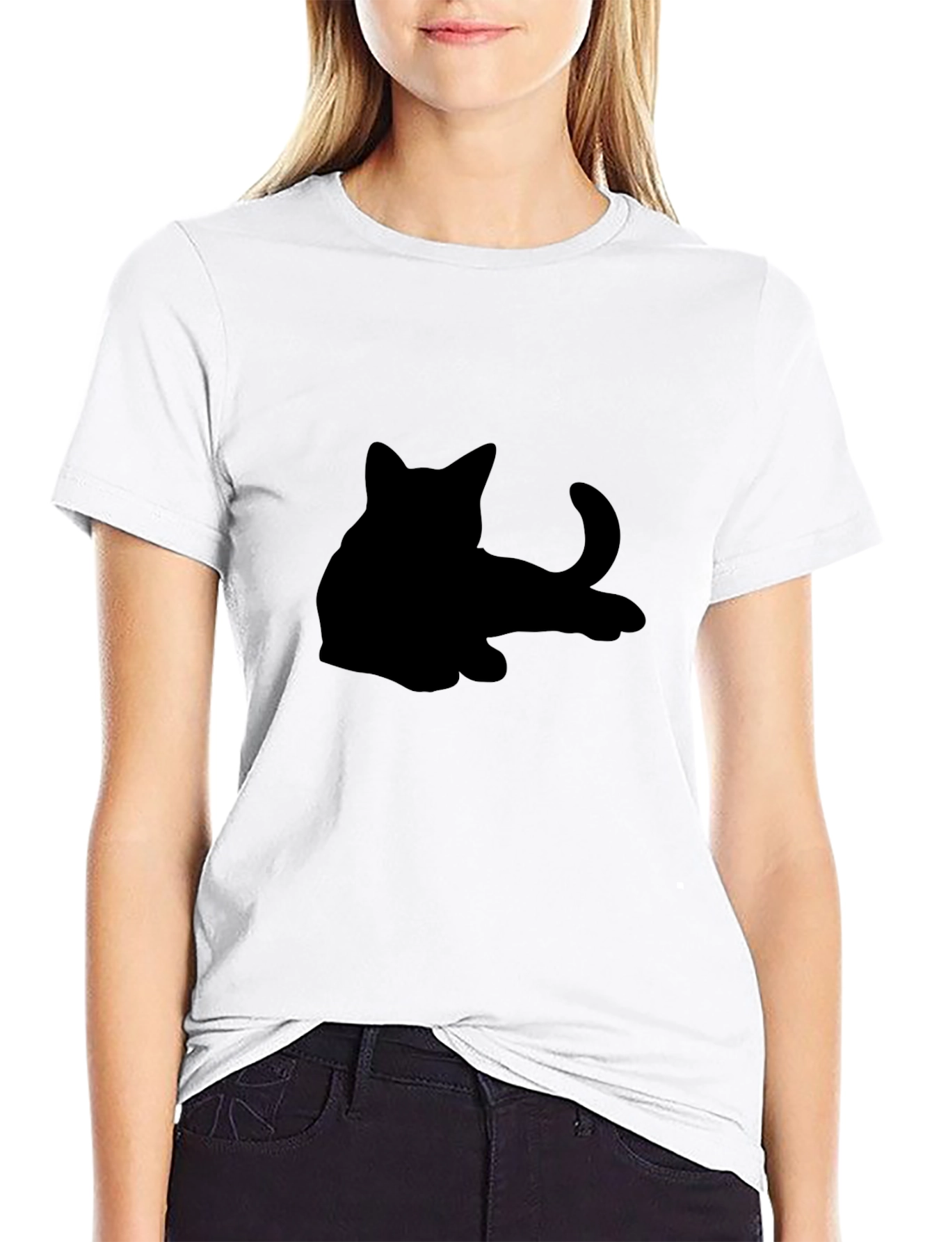 Black Cat Silhouette Graphic Tee