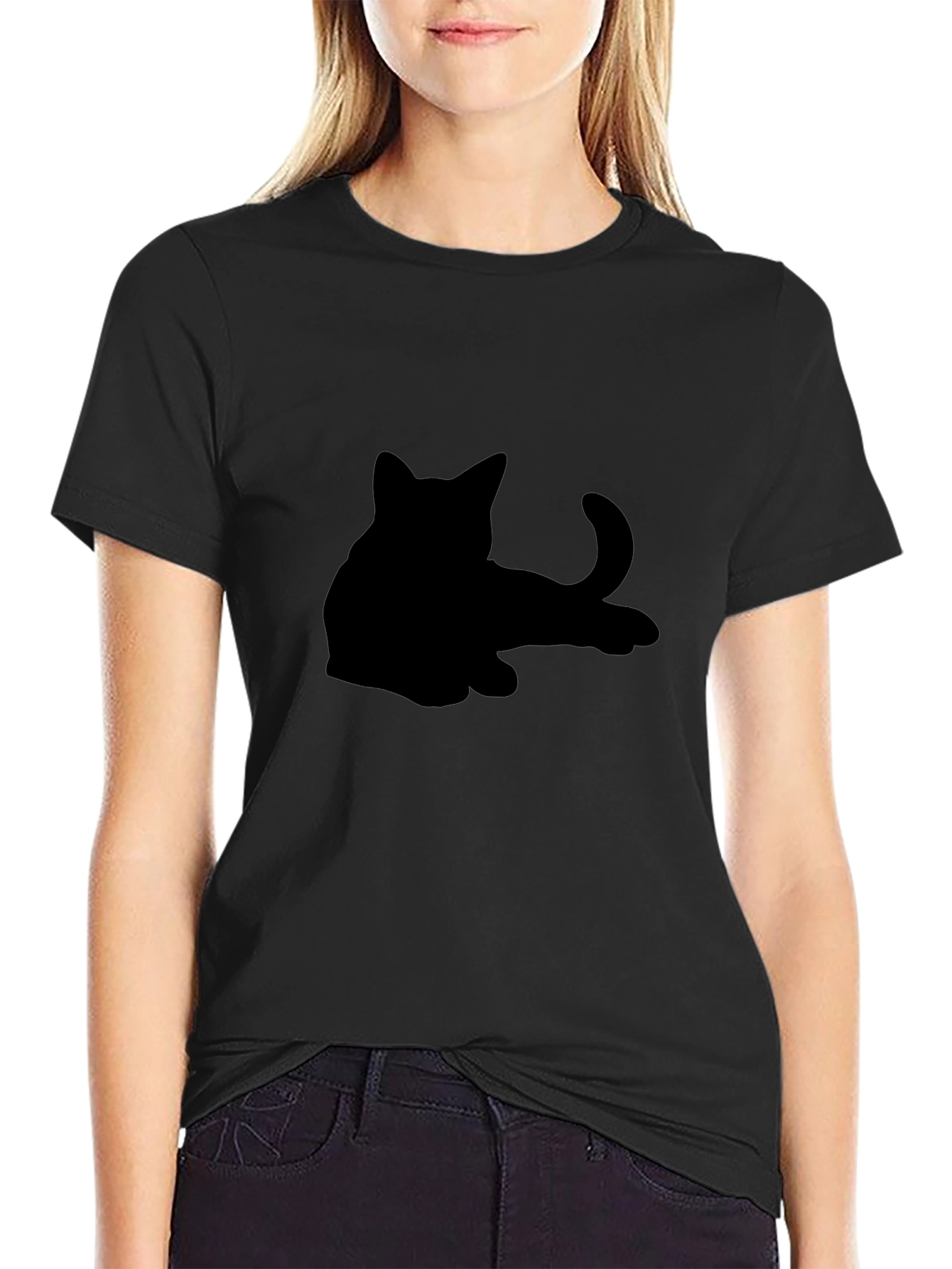 Black Cat Silhouette Graphic Tee