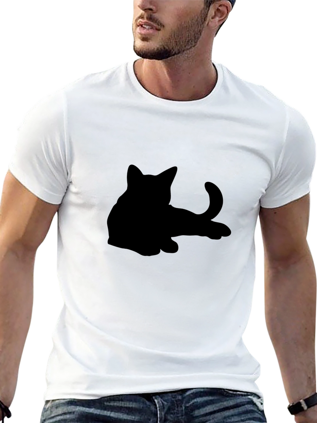 Black Cat Silhouette Graphic Tee