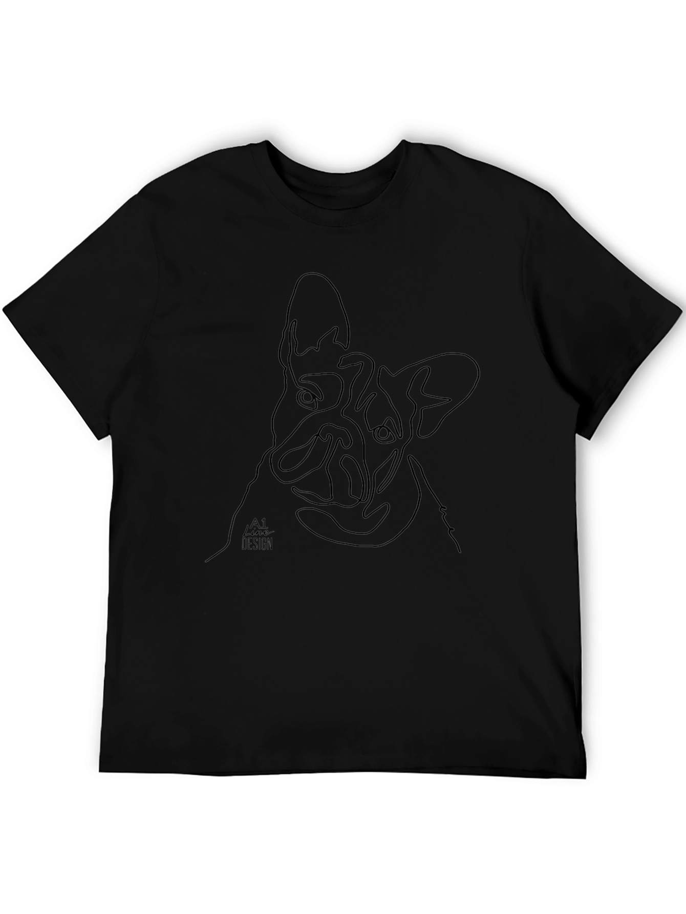 Line Art French Bulldog T-Shirt - Black