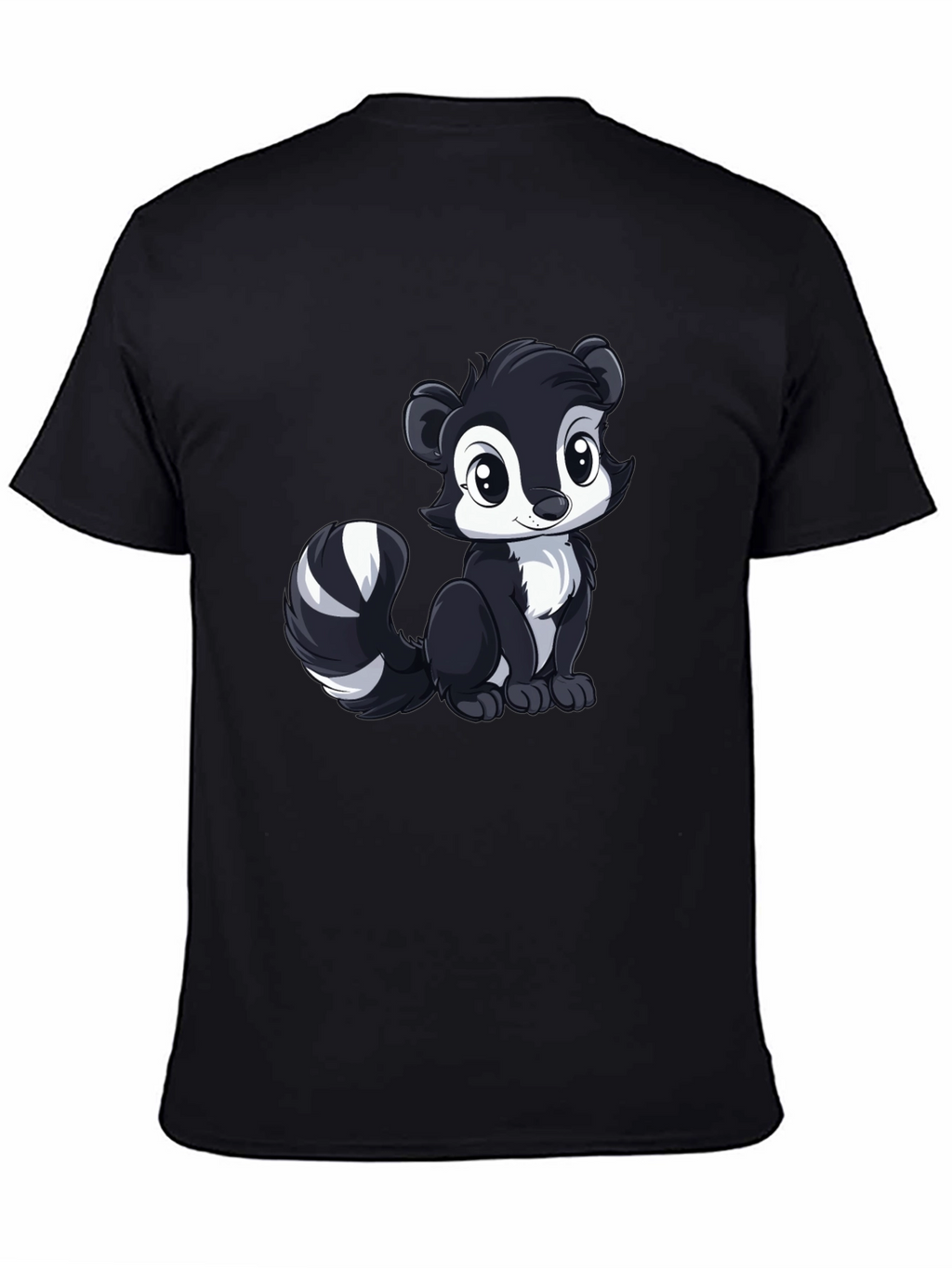 Cute Skunk Graphic Tee - Black Cotton Shirt