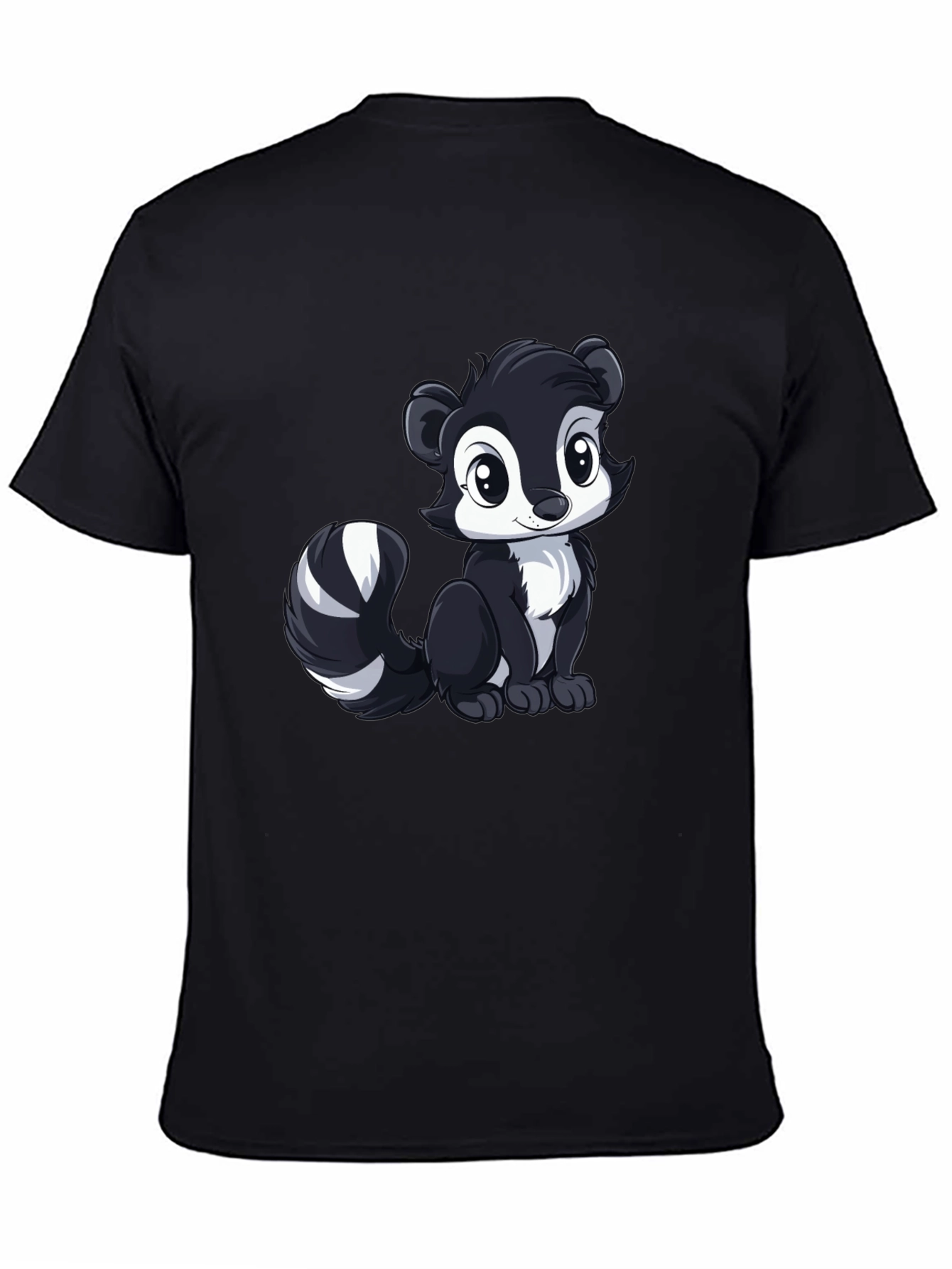 Cute Skunk Graphic Tee - Black Cotton Shirt
